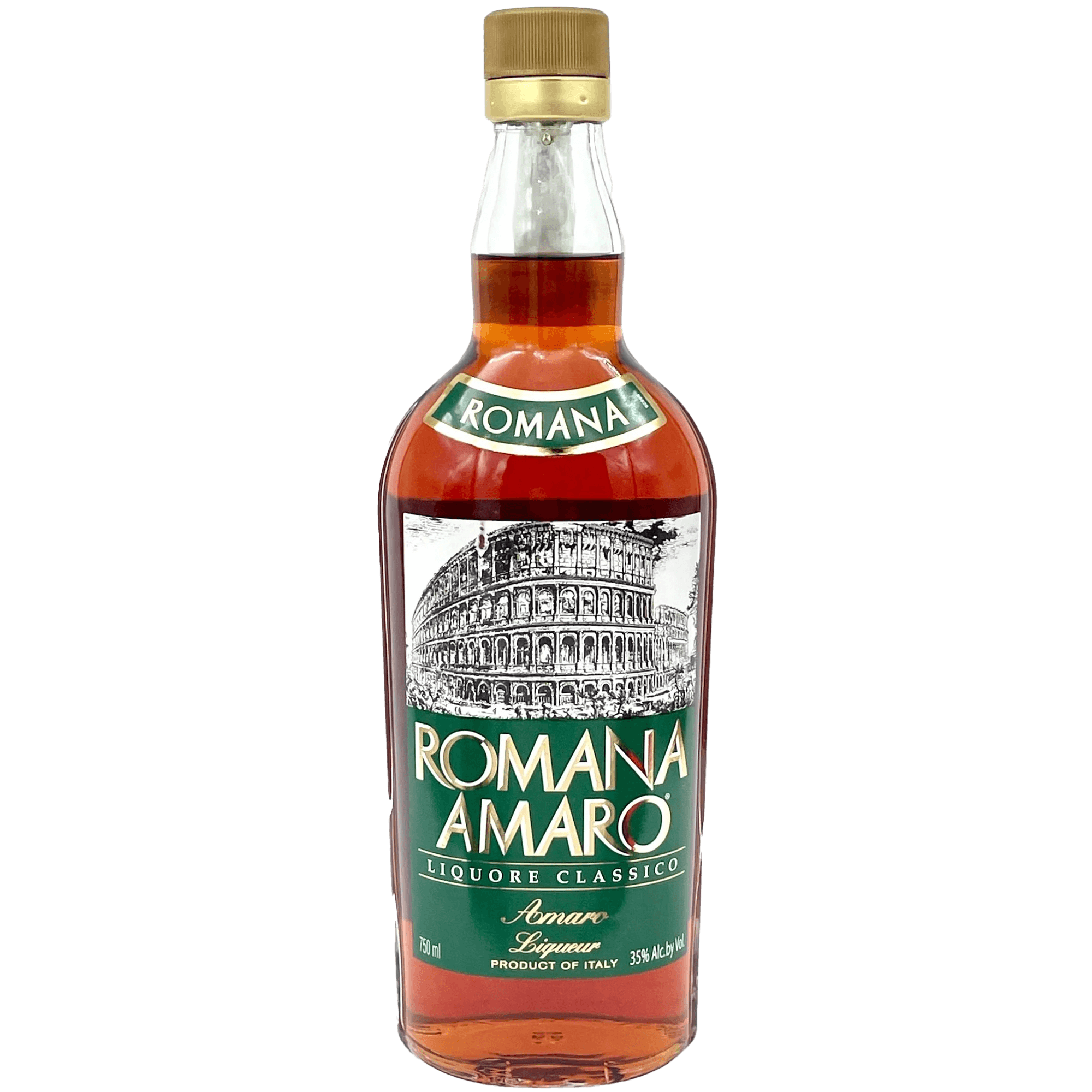 Romana Amaro herbal liqueur bottle, crafted in Italy, featuring rich flavors of wild herbs and spices.