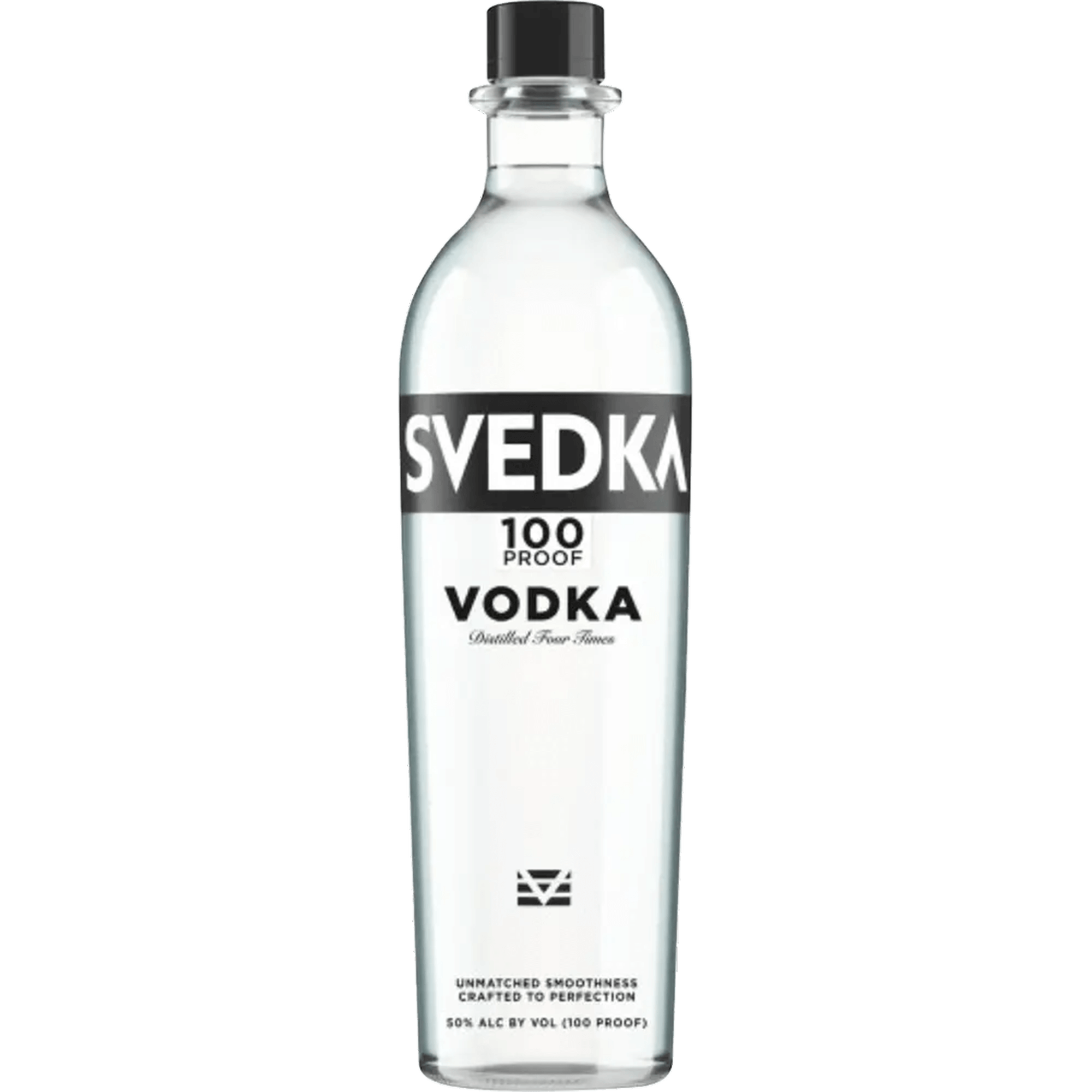 Svedka 100 Proof Vodka bottle showcasing its bold character and unmatched smoothness, crafted from Swedish winter wheat.