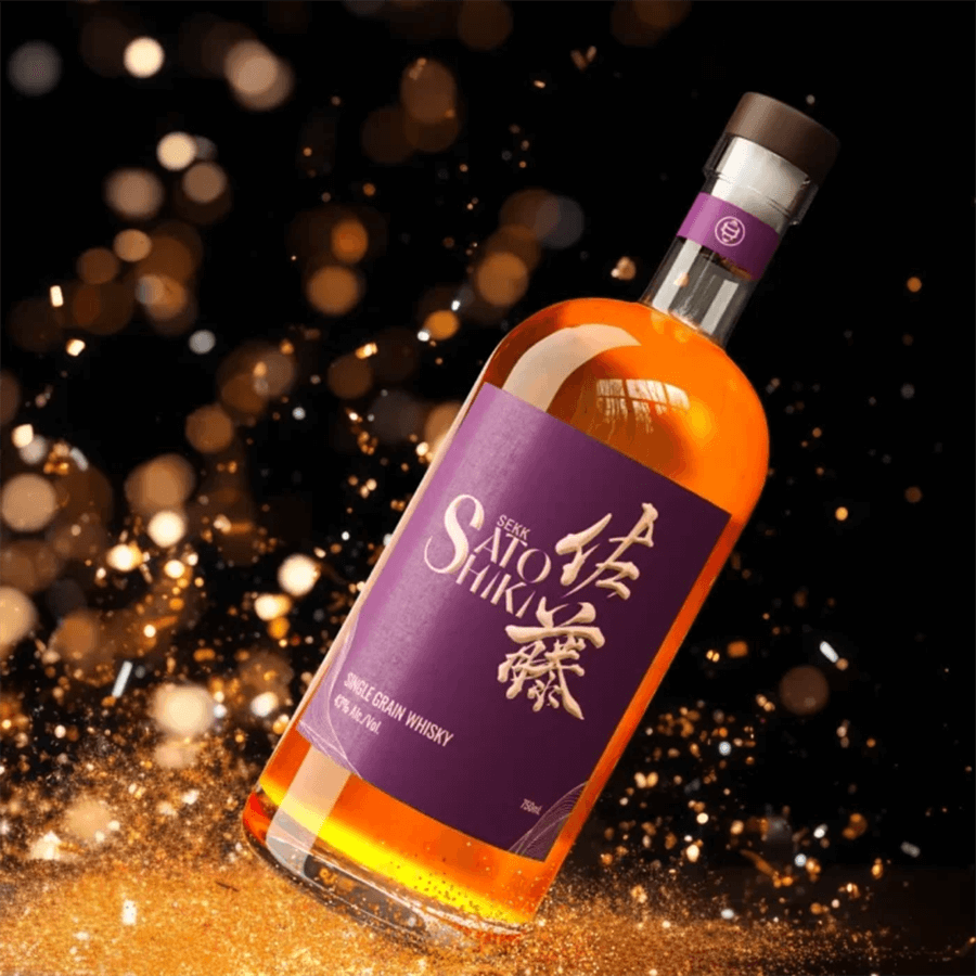 Sato Shiki Single Grain Whisky bottle with floral aromas and oak notes, reflecting tradition and innovation.