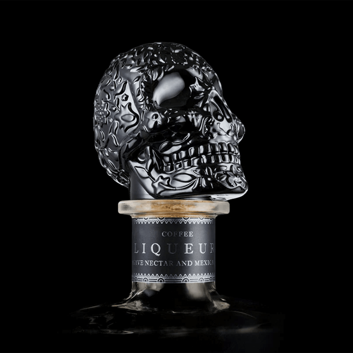 Satryna Xpresso Coffee Tequila Liqueur bottle with skull design, showcasing rich coffee and tequila blend.