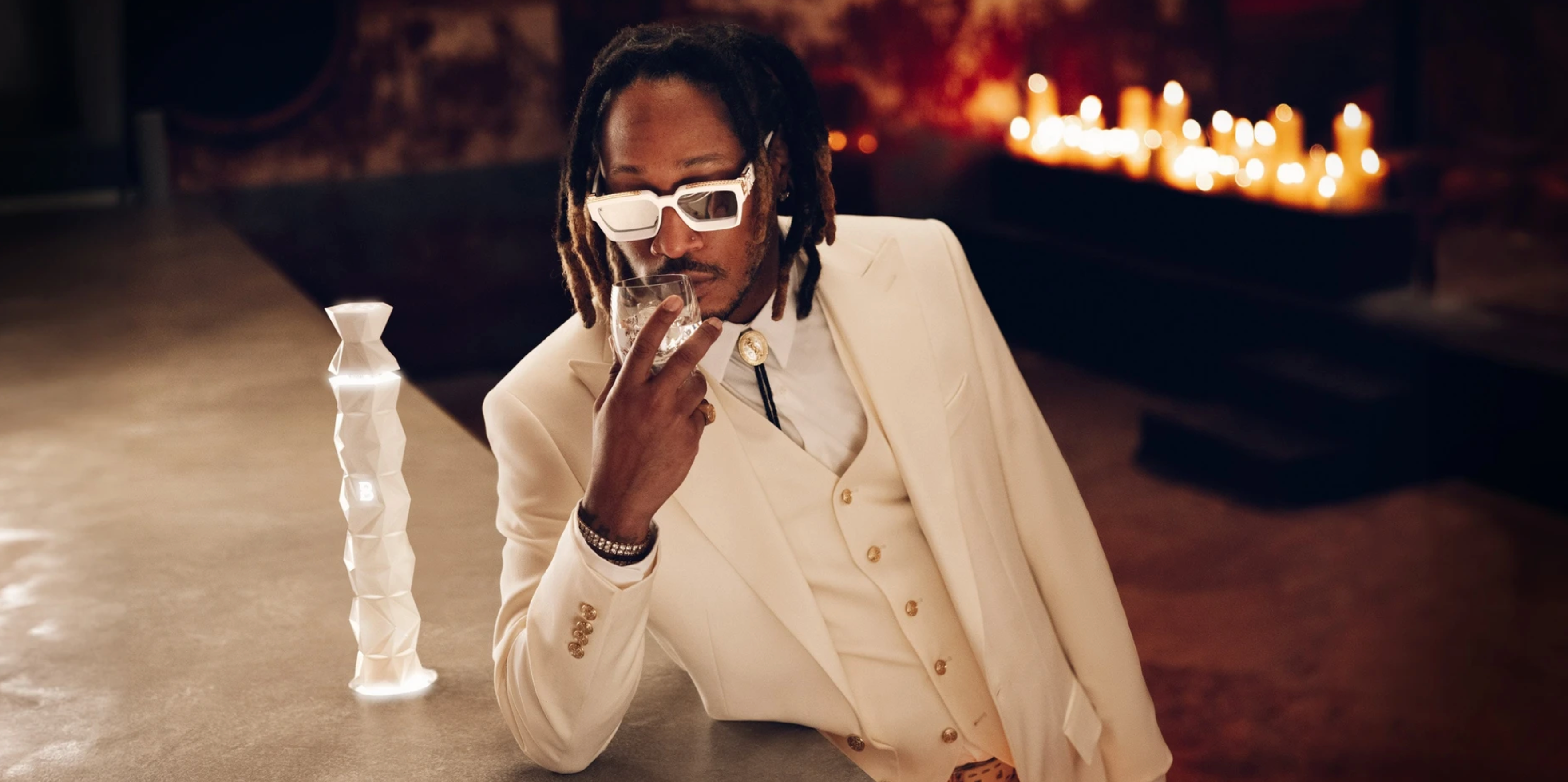 Belvedere 10 Luxury Vodka showcased with a stylish celebrity in a sophisticated setting.