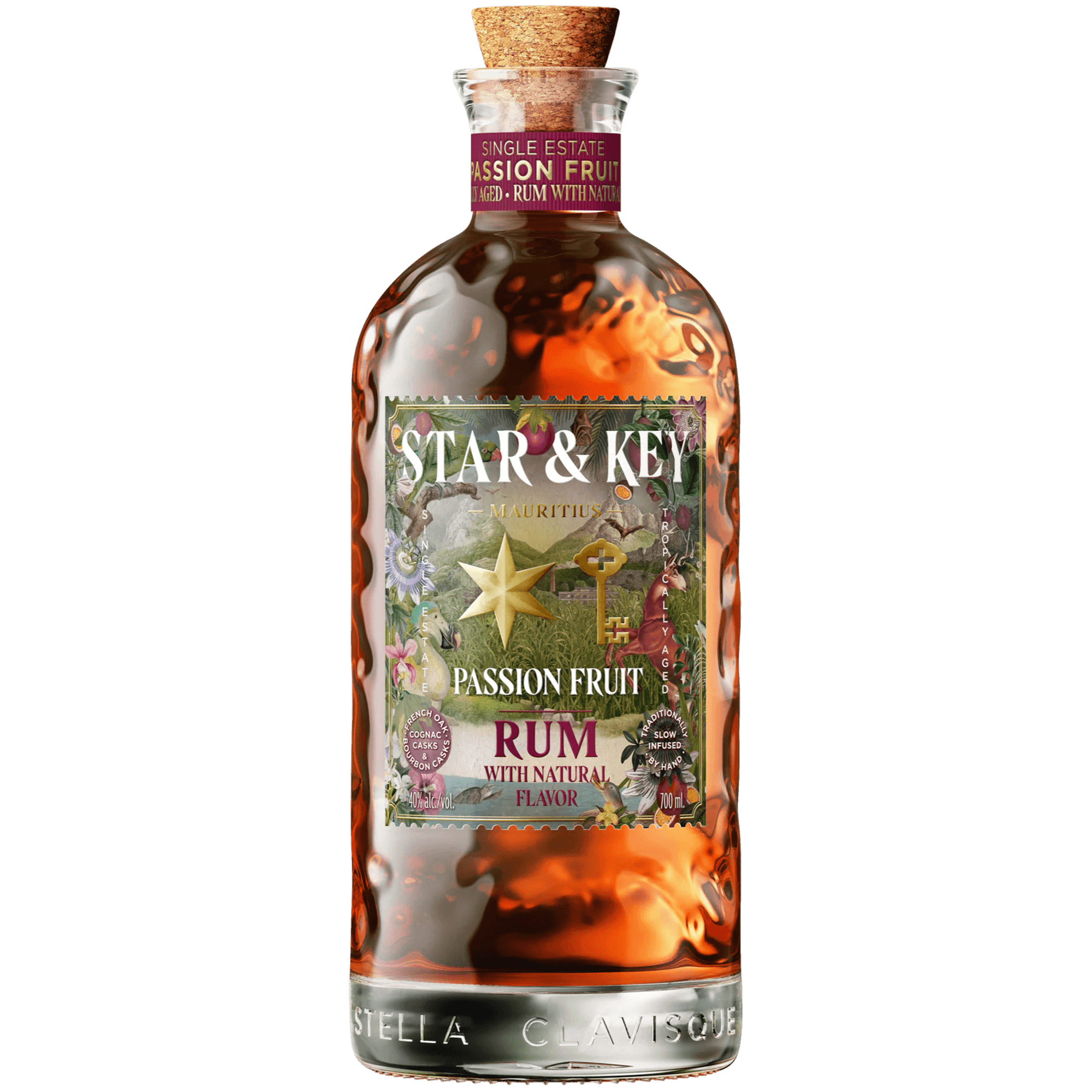 Star & Key Passionfruit Rum 700ml bottle with tropical design, ideal for mixing into cocktails like Mai Tai and Passionfruit Martini.