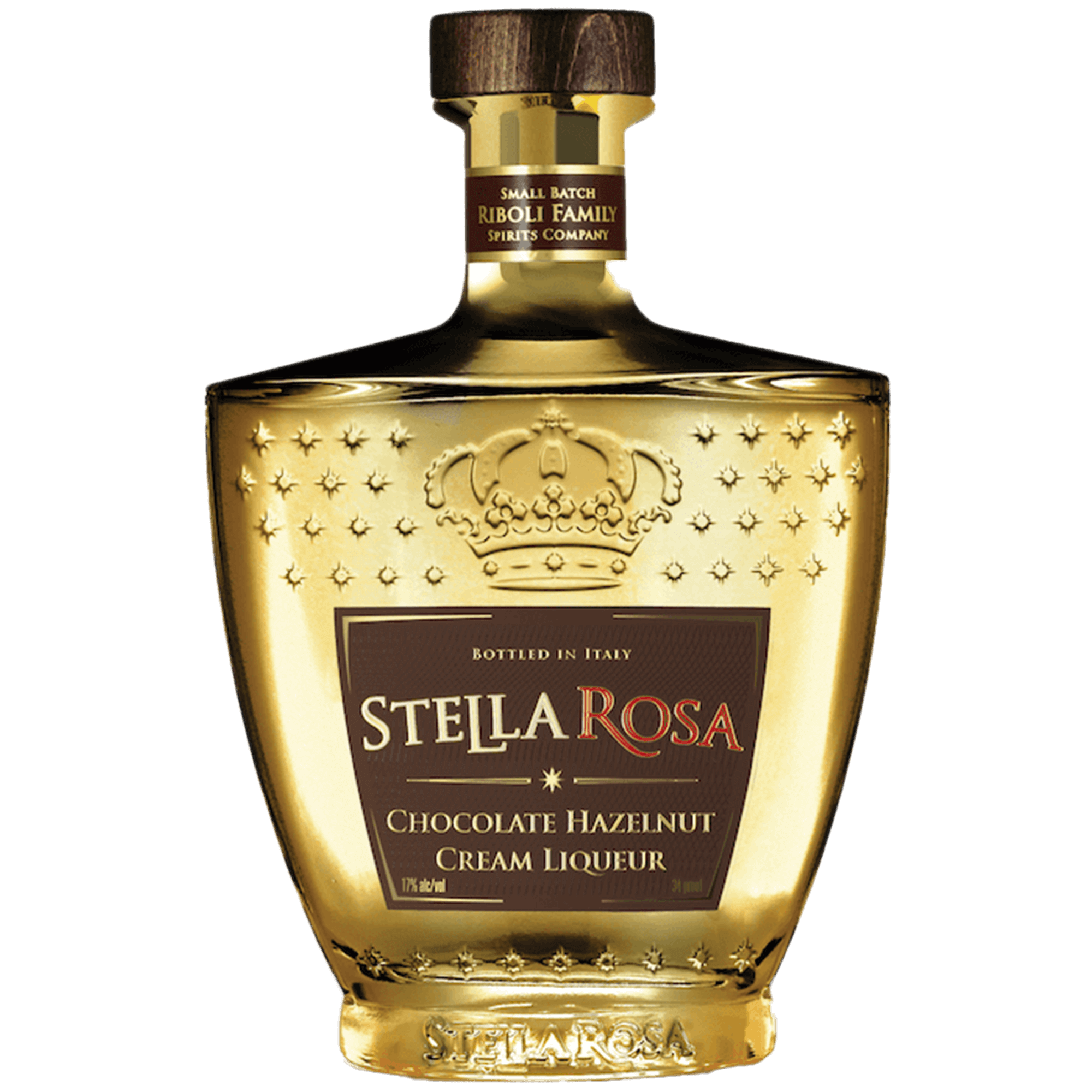 Stella Rosa Chocolate Hazelnut Cream Liqueur bottle showcasing rich flavors of chocolate and hazelnut, imported from Italy.