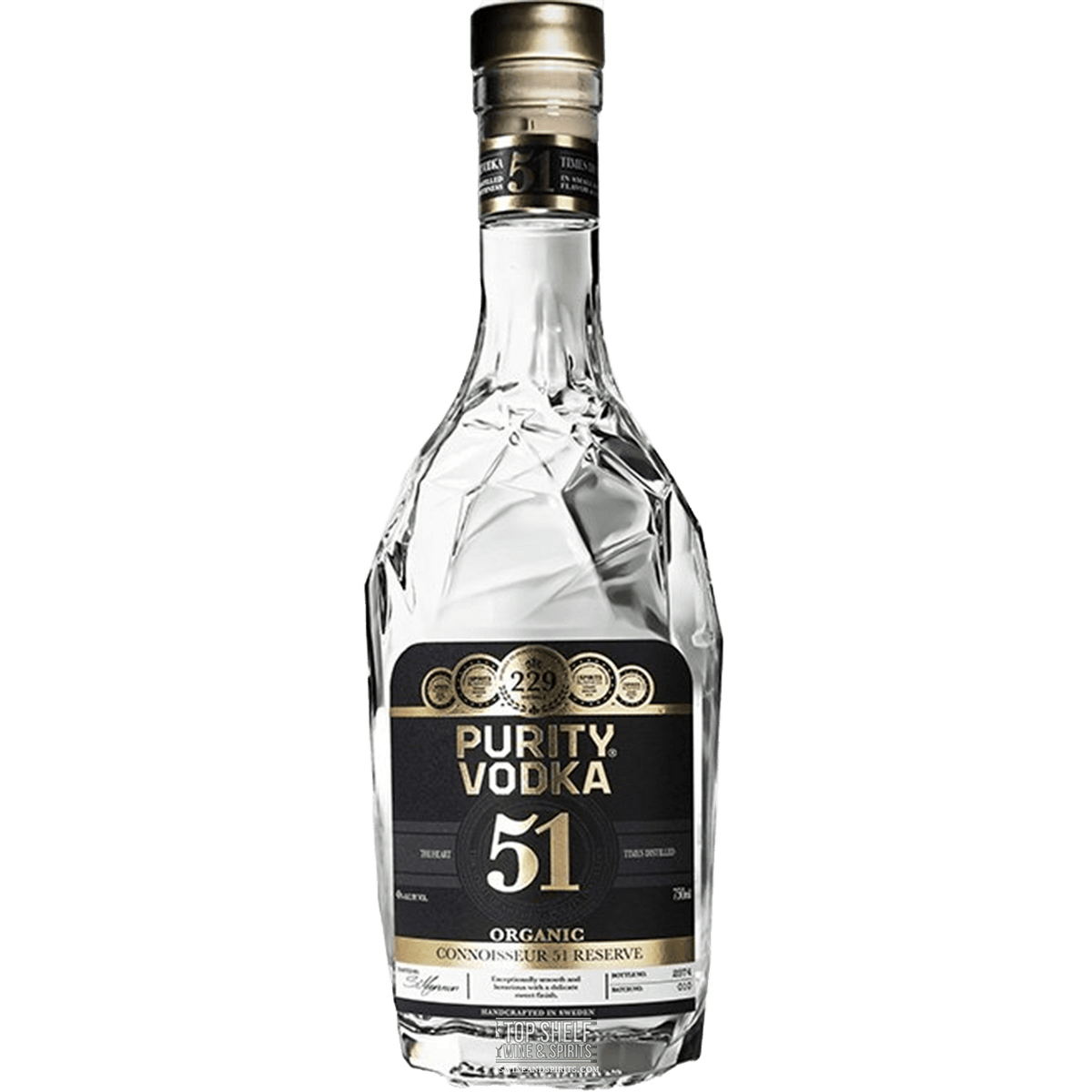 Purity Connoisseur 51 Reserve Organic Vodka bottle showcasing its premium design and label, perfect for connoisseurs.