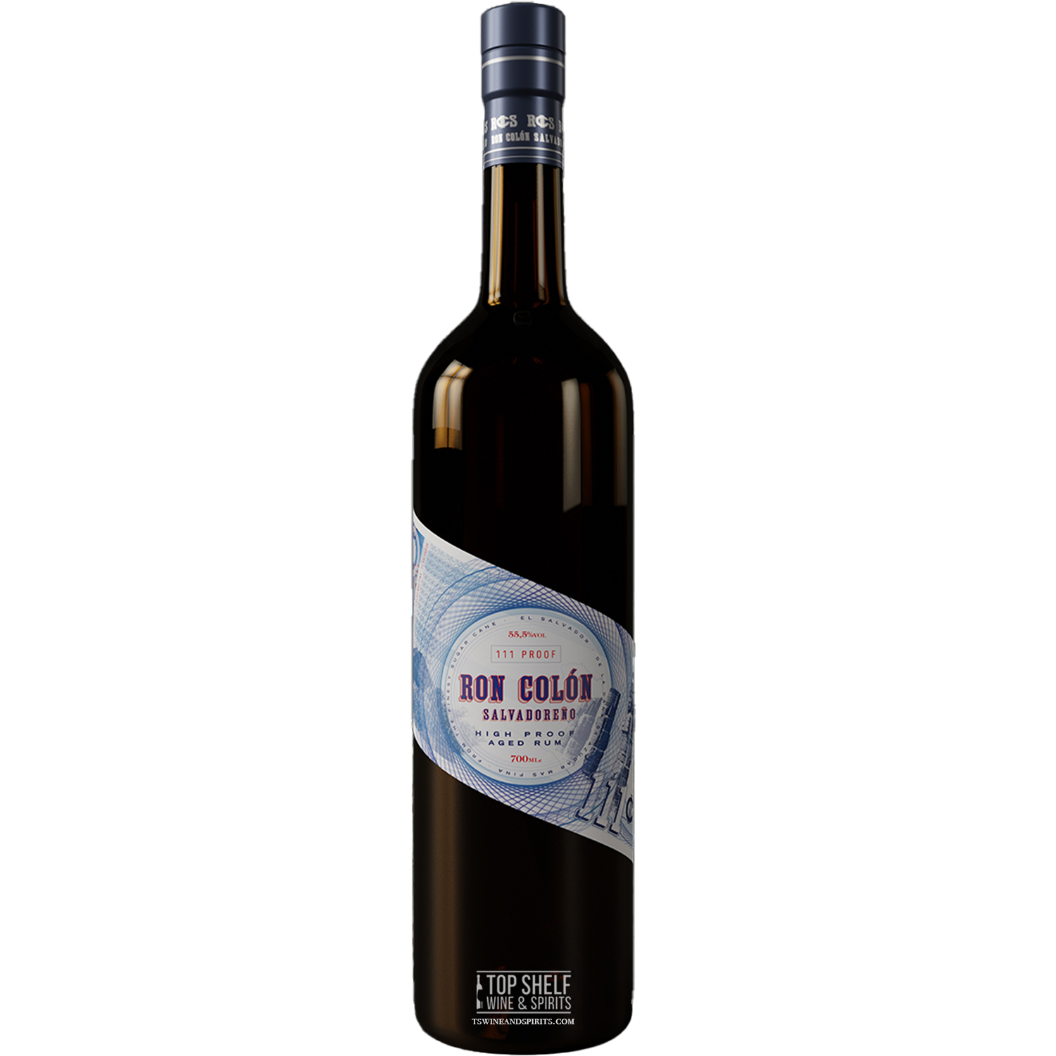 Ron Colón Salvadoreño High Proof 111 Rum bottle from Licorera Cihuatán Distillery, showcasing its unique label design.
