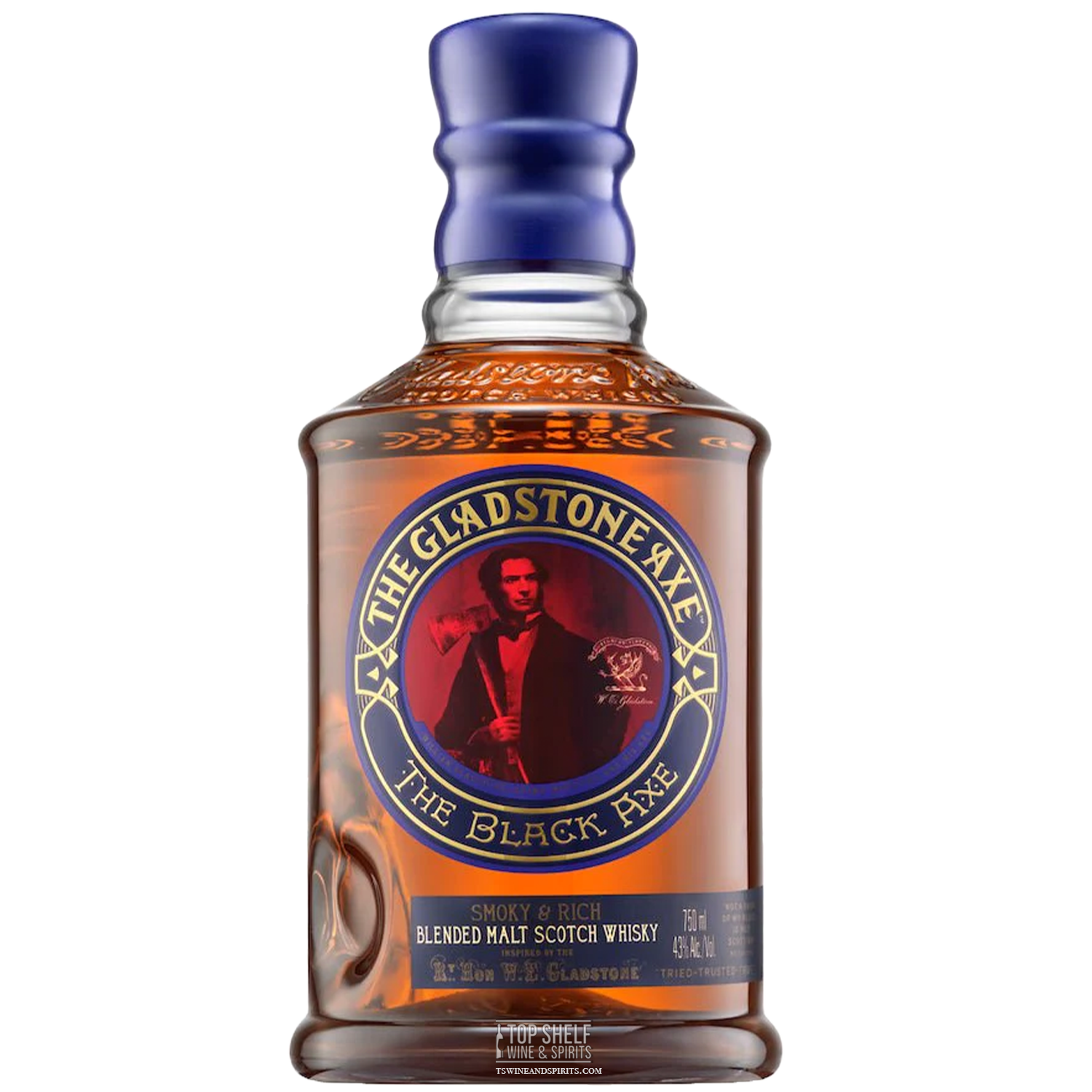 The Gladstone Axe The Black Axe Scotch whisky bottle featuring smoky and rich flavors aged in oak barrels.