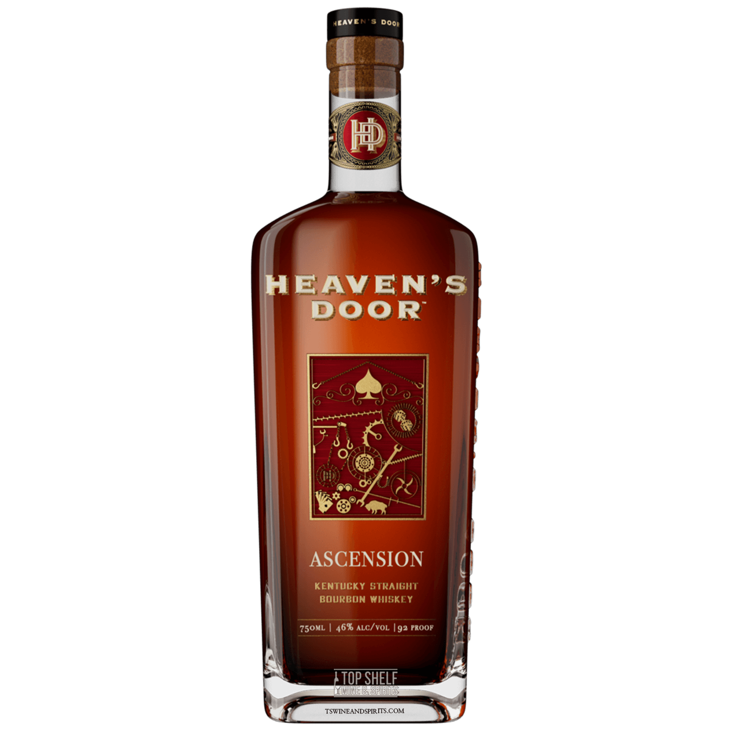Heaven's Door Ascension Kentucky Straight Bourbon bottle featuring unique label design and crafted whiskey.