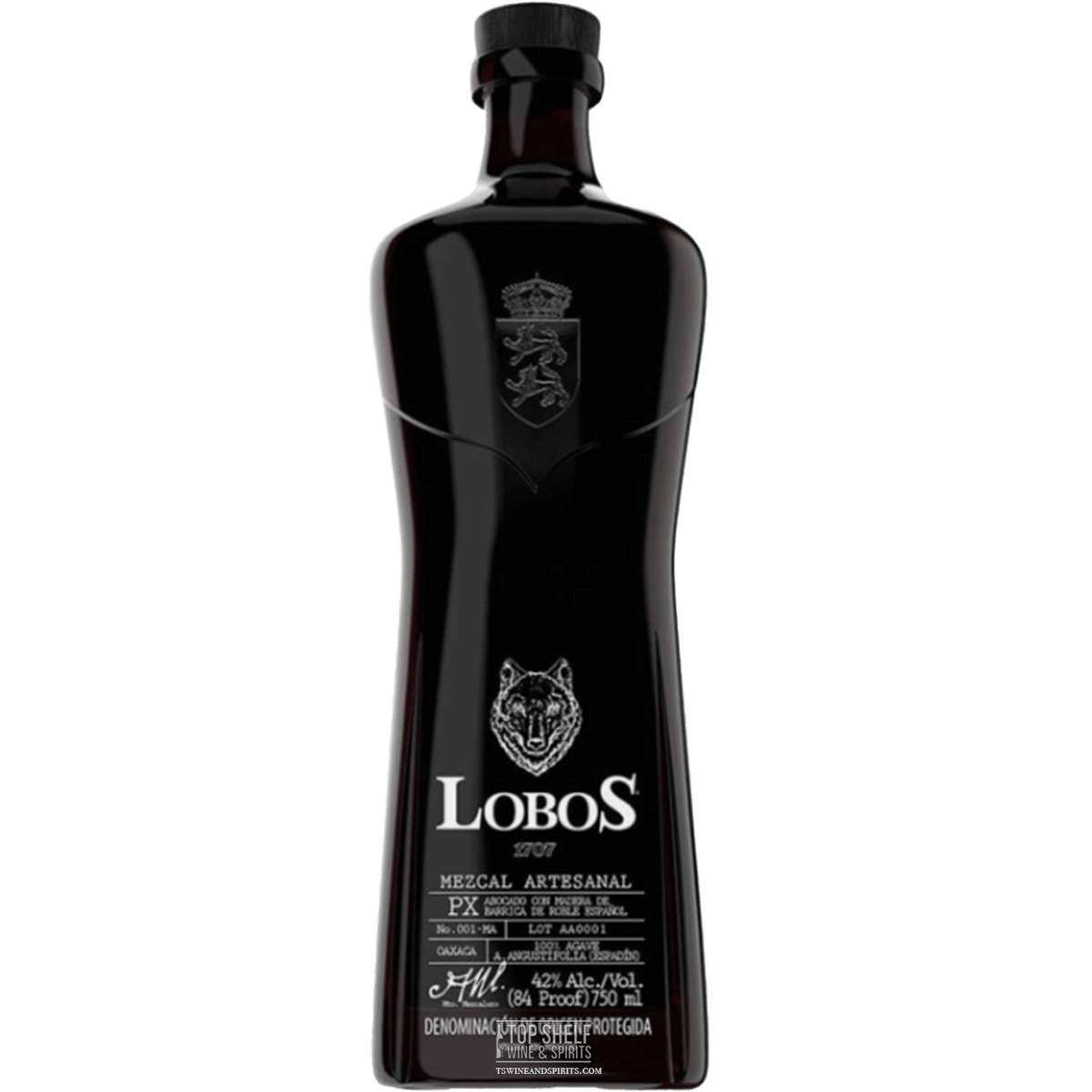 Lobos 1707 Artesanal Mezcal bottle, a smoky and smooth spirit made from 100% Espadín agave, showcasing its rich heritage.
