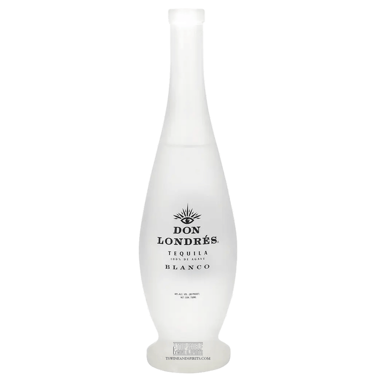 Don Londrés Blanco Tequila bottle featuring a sleek, feminine silhouette design, representing heritage and class.