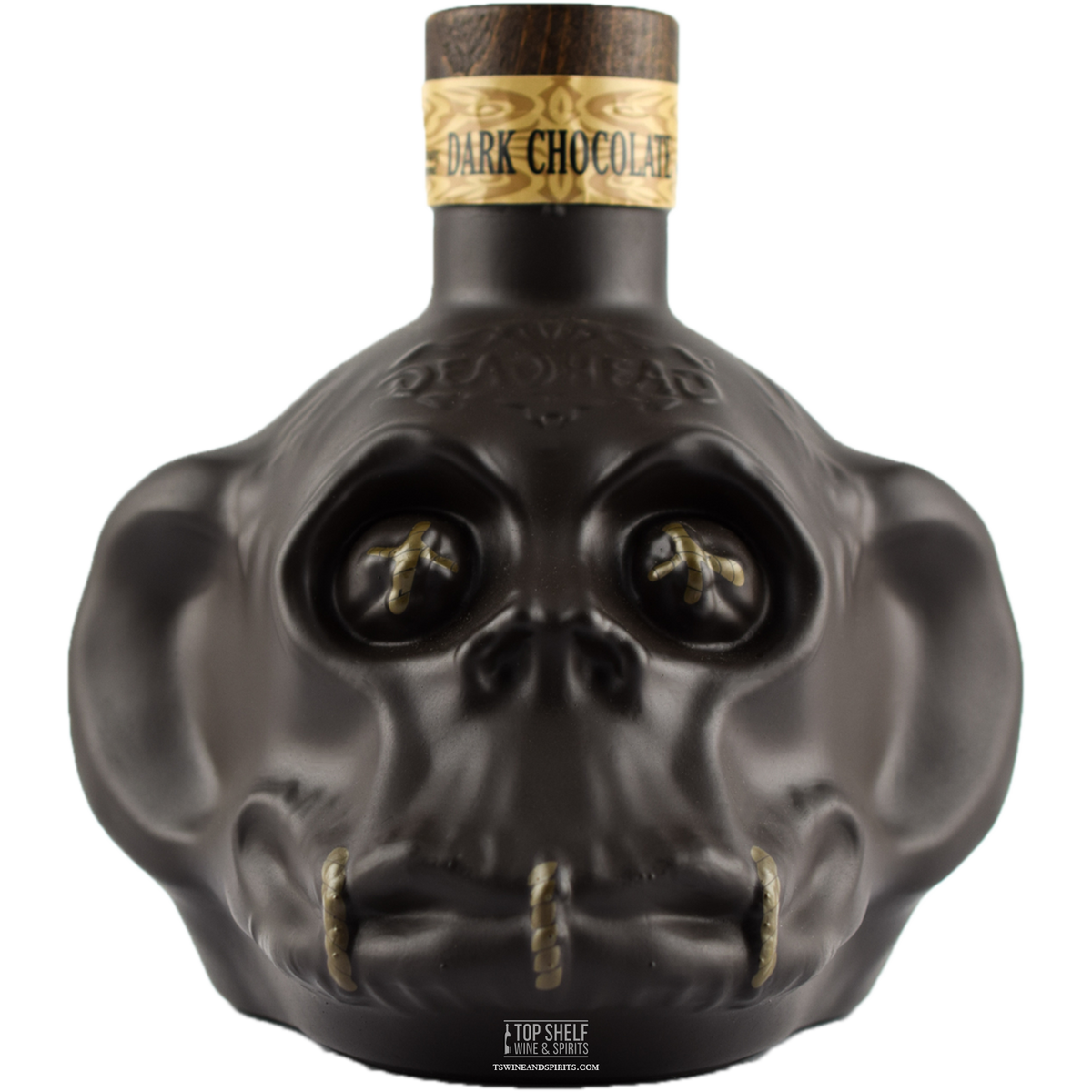 Deadhead Dark Chocolate Monkey Head rum bottle, showcasing unique design and dark chocolate flavor profile.