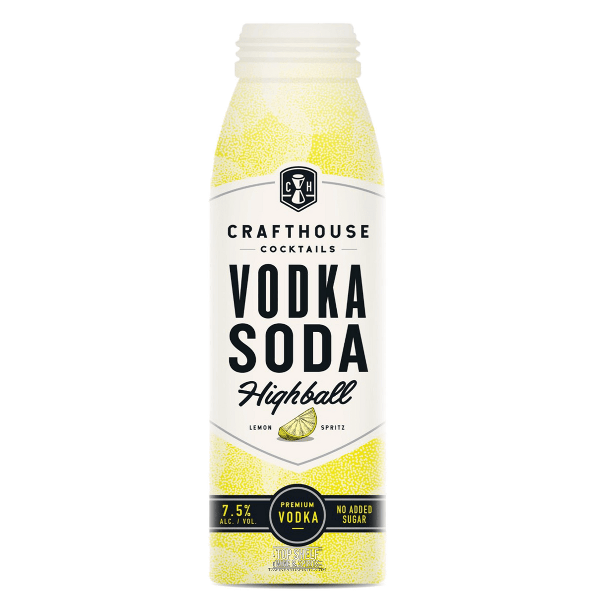 Crafthouse Cocktails Vodka Soda Highball can featuring lemon spritz and premium vodka, 355ml, 7.5% ABV.