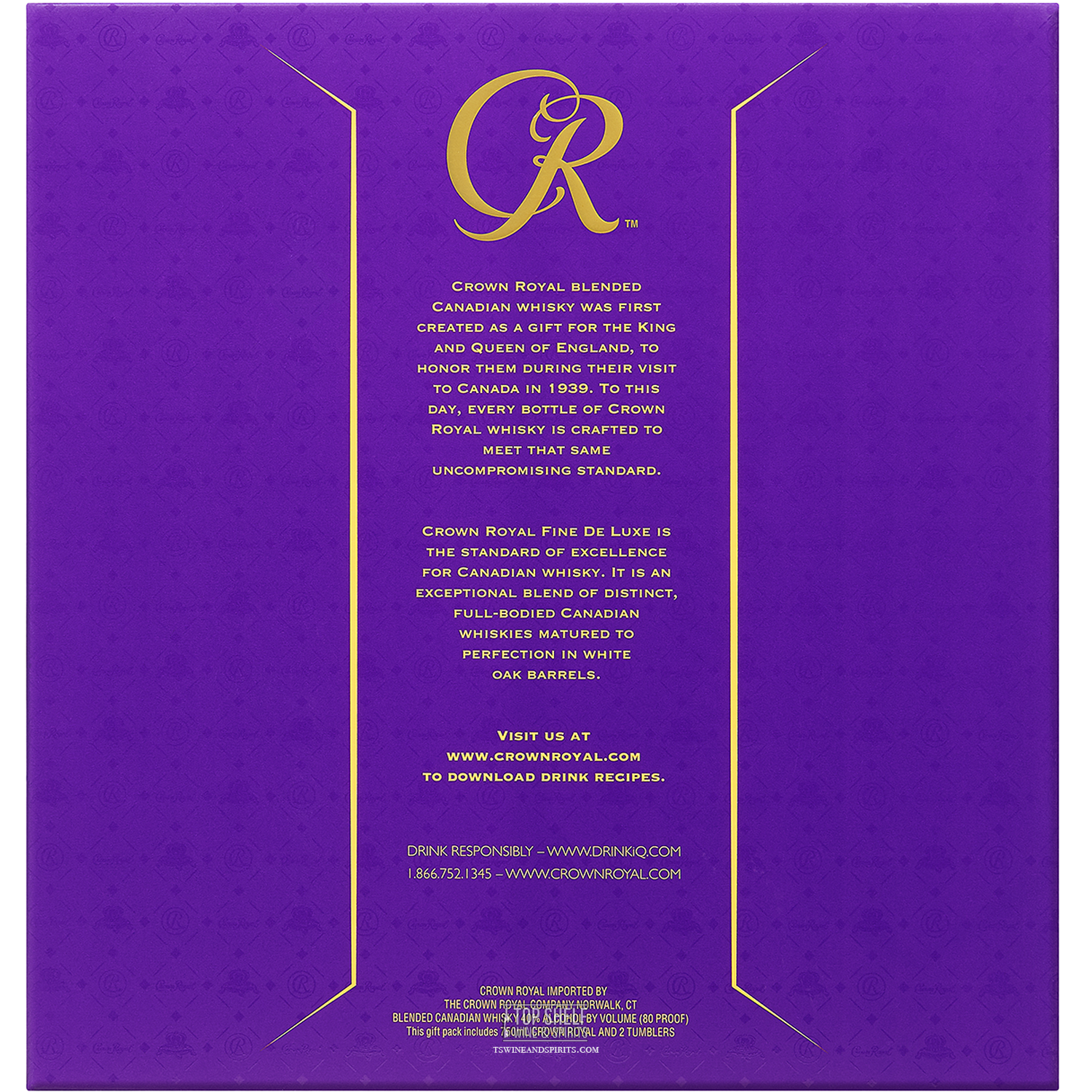 Crown Royal Canadian Whisky (750mL) Gift Set with Two Glasses