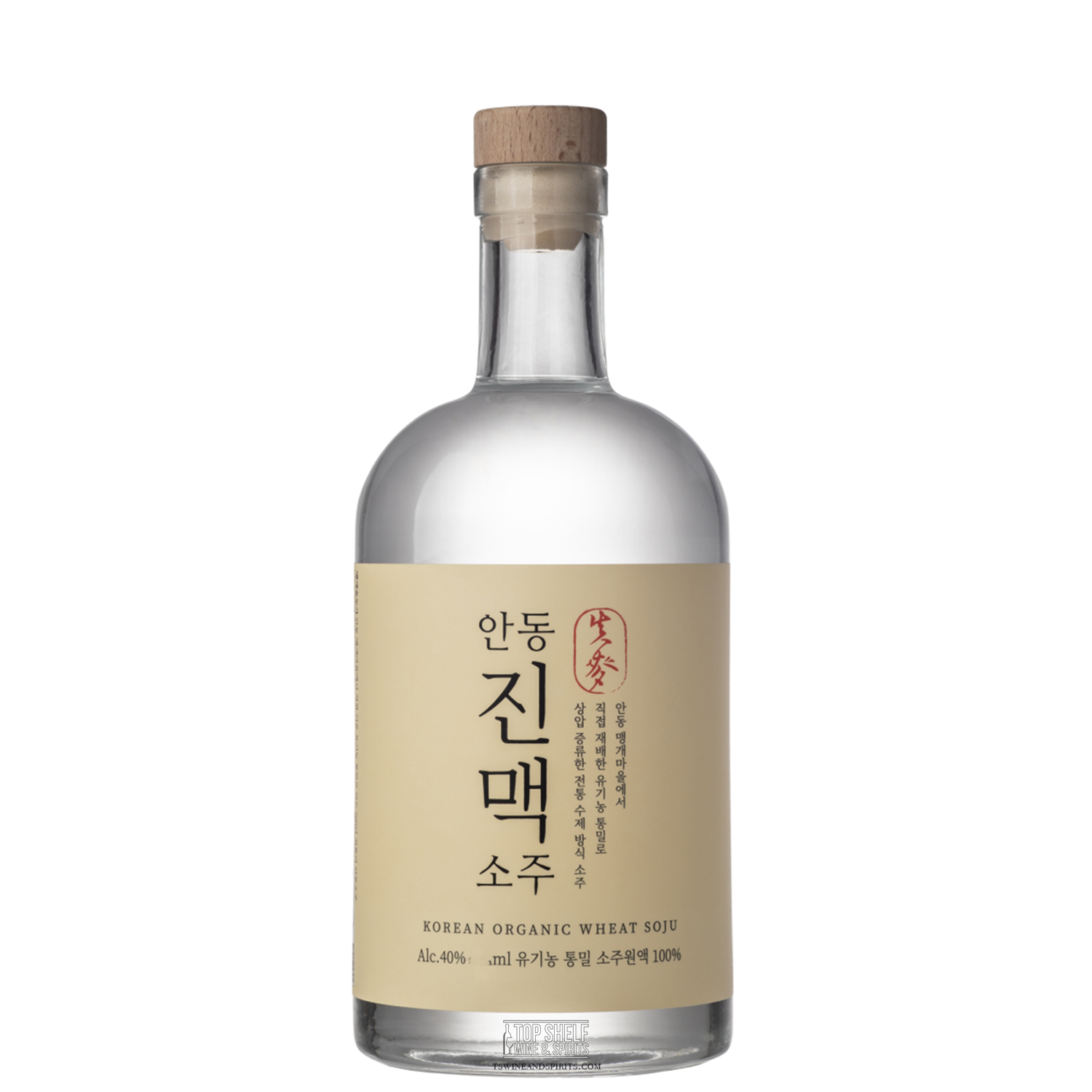 Andong Jinmaek Soju 375mL bottle, a traditional Korean rice wine known for its smooth taste.