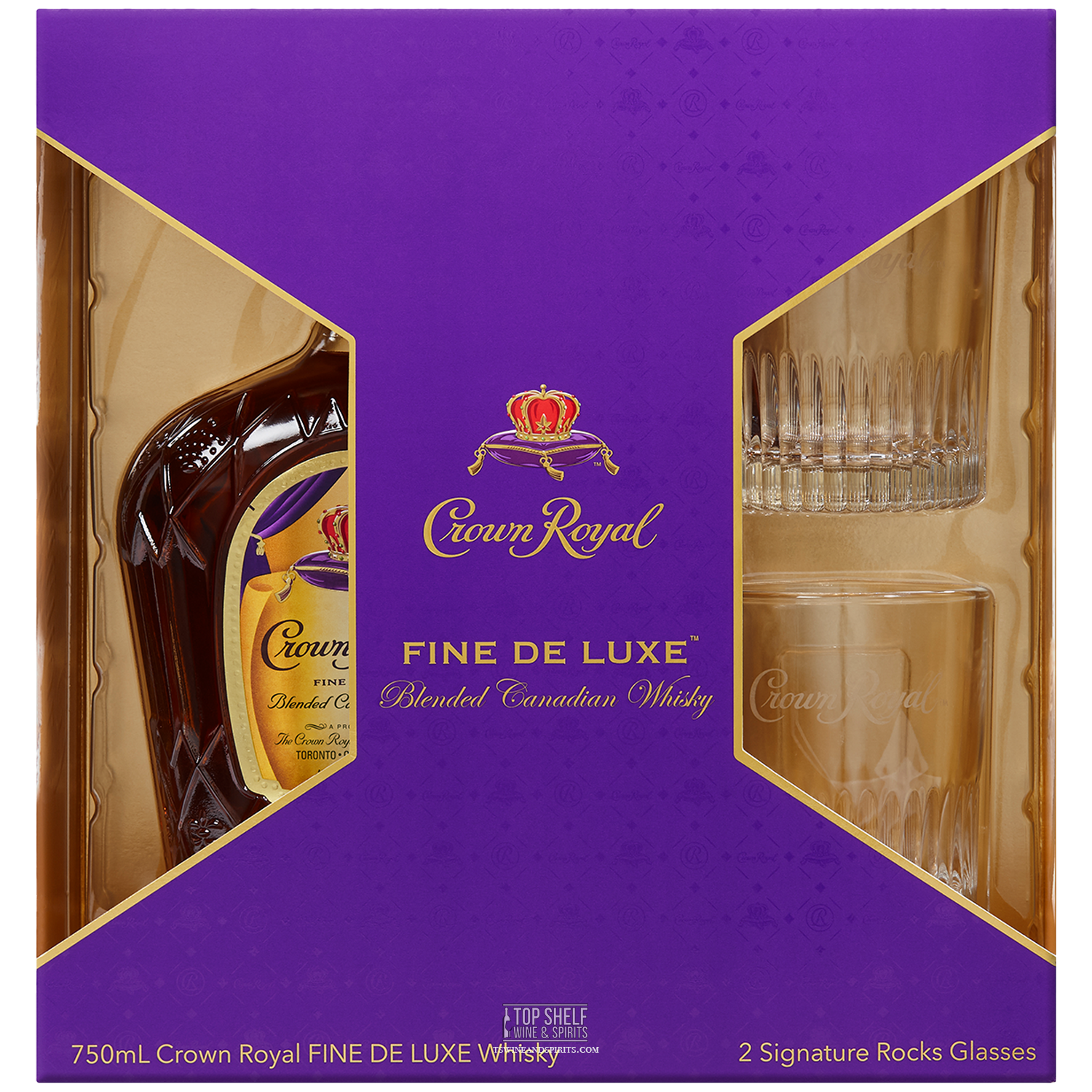 Crown Royal Canadian Whisky (750mL) Gift Set with Two Glasses