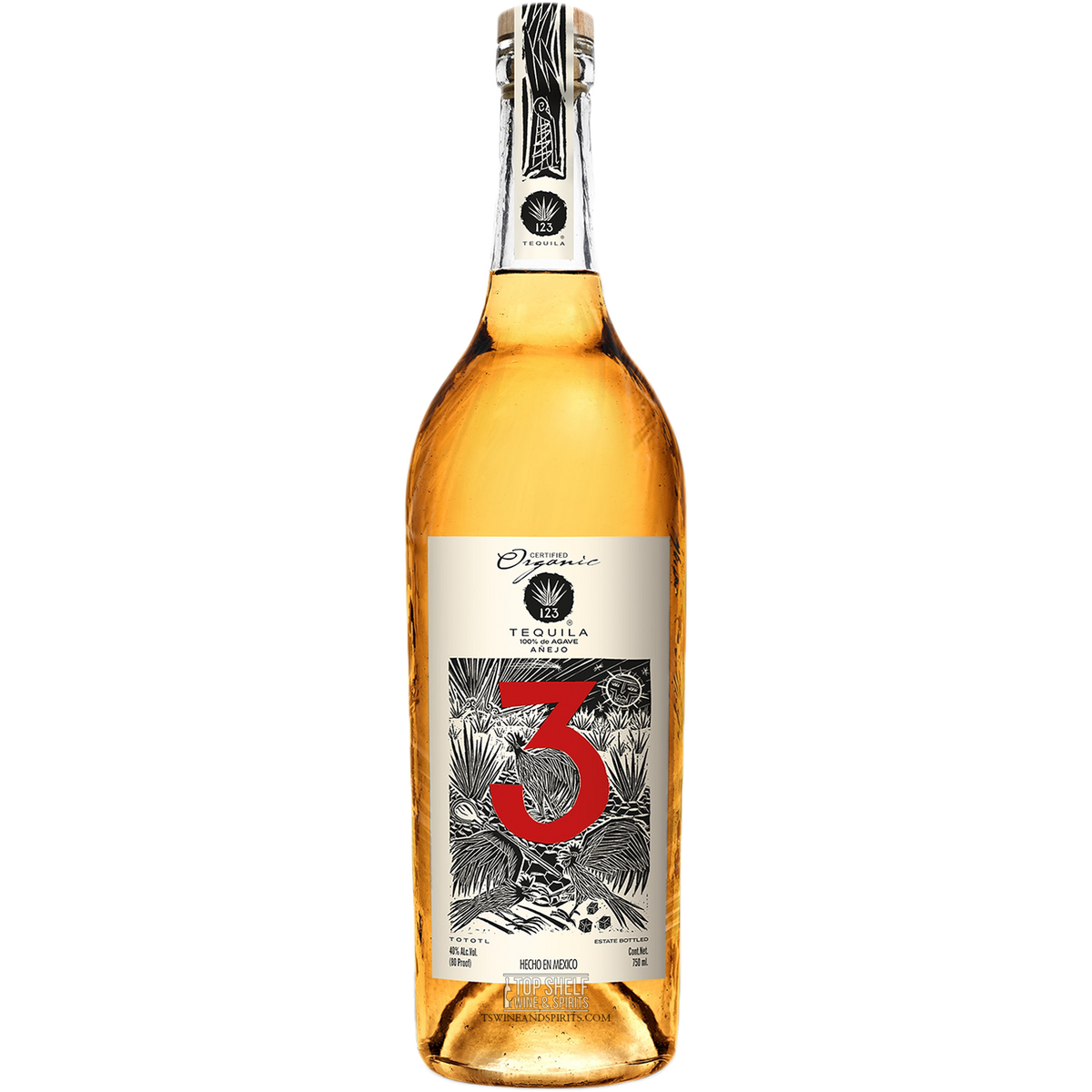 123 Organic Tequila Añejo (Tres) Tequila