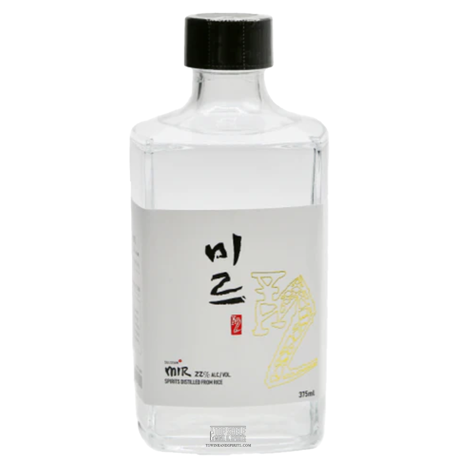 Sulseam Mir 22 Soju 375mL bottle, distilled from local Gyeonggi rice, showcasing its pure and traditional ingredients.