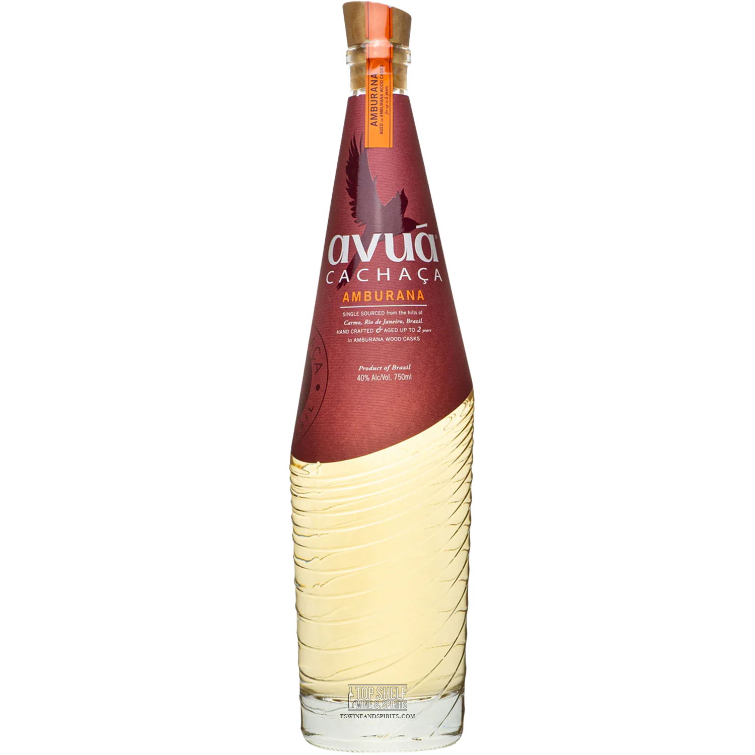 Avuá Amburana Cachaça bottle showcasing unique design and warm notes for cocktail enjoyment.