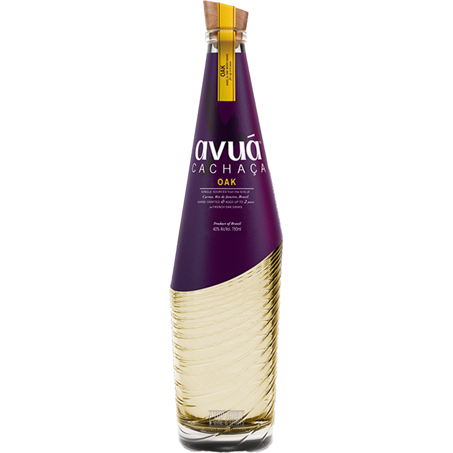 Avuá Oak Cachaça bottle, aged in French Oak, highlighting its unique flavors for sipping or cocktails.