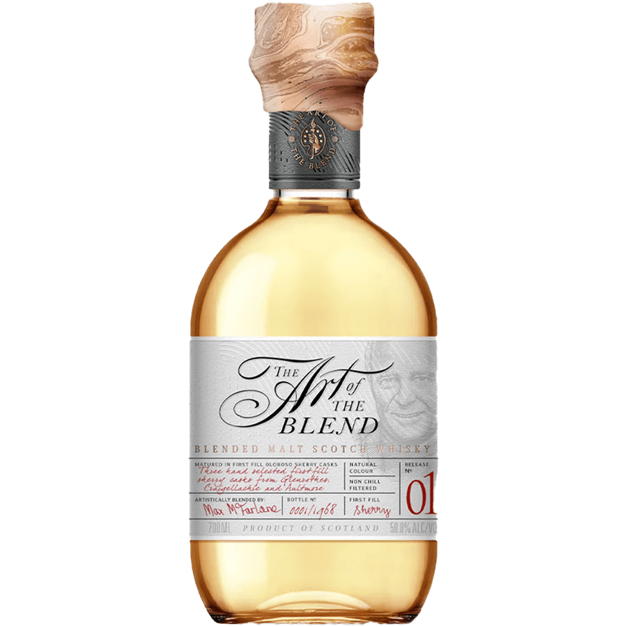 The Art Of The Blend No. 1 Scotch Whisky 700ml bottle, showcasing its natural color and elegant design.