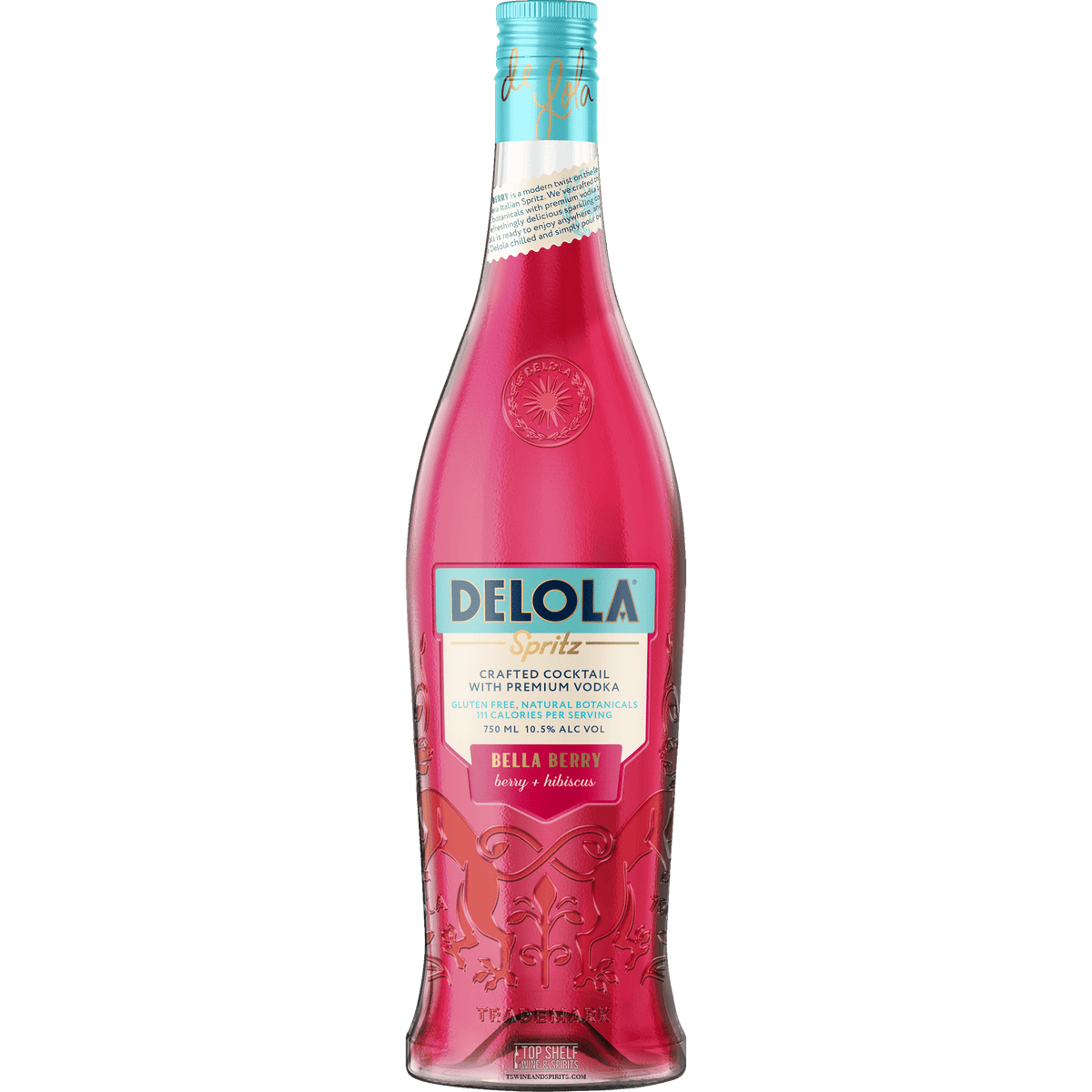 Delola Bella Berry Spritz by Jennifer Lopez, crafted cocktail made with premium vodka and natural botanicals, gluten-free.