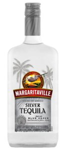 Margaritaville Silver Blue Agave Tequila 750 ML bottle with tropical design, perfect for cocktails and celebrations.