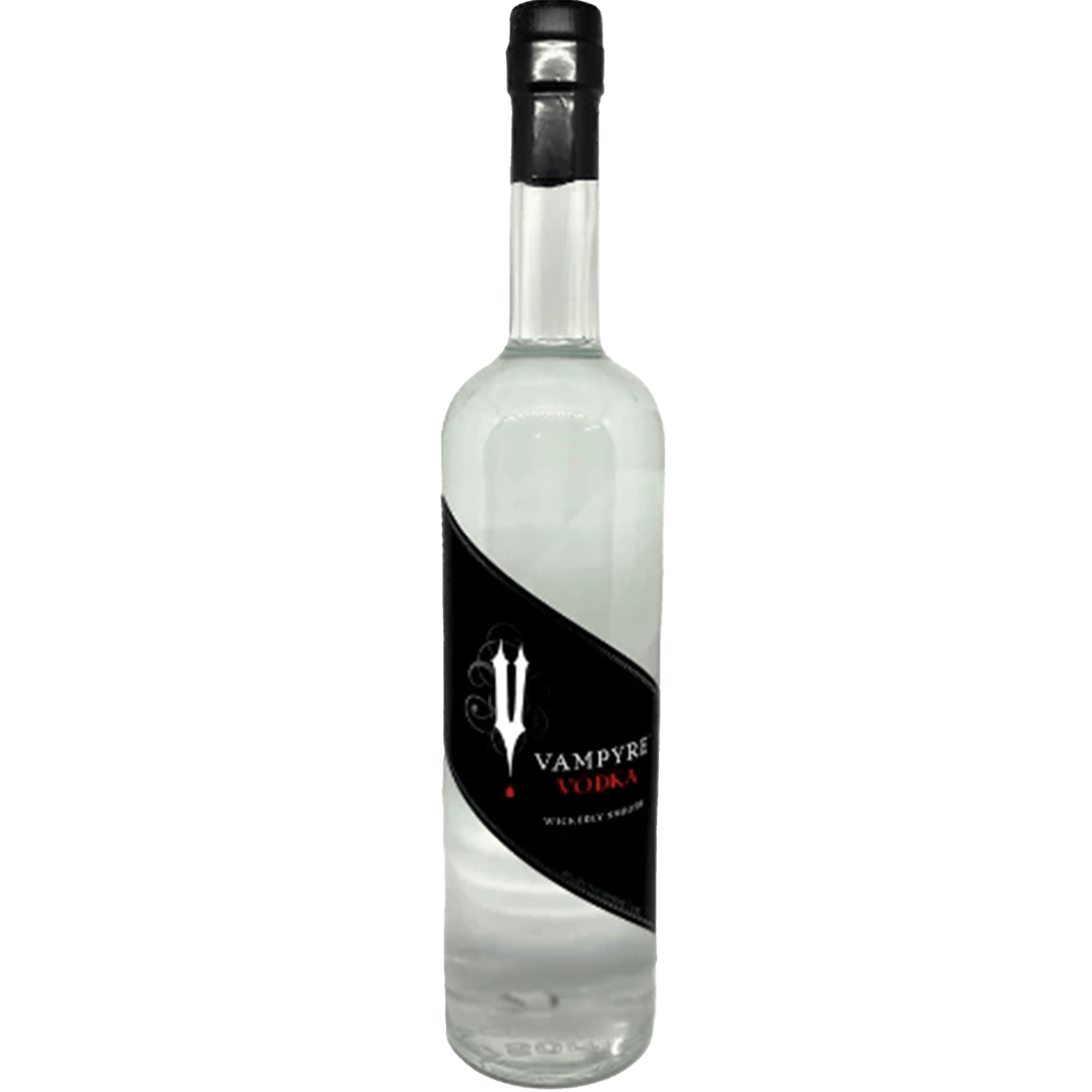 Bottle of Vampyre Clear Vodka, crafted from gluten-free American corn, known for its smoothness and clarity.