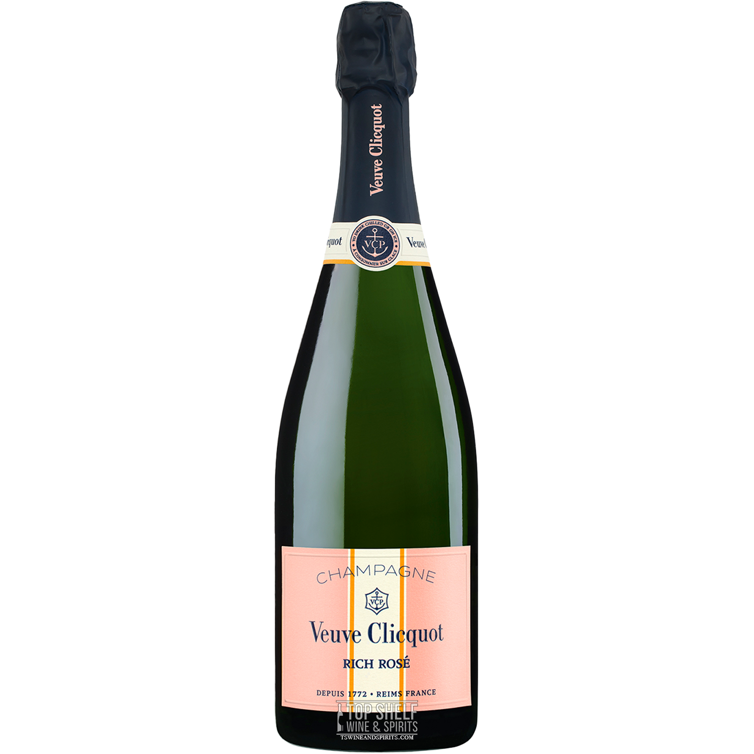 Veuve Clicquot RICH Rosé Champagne bottle, perfect for summer gatherings and celebrations.