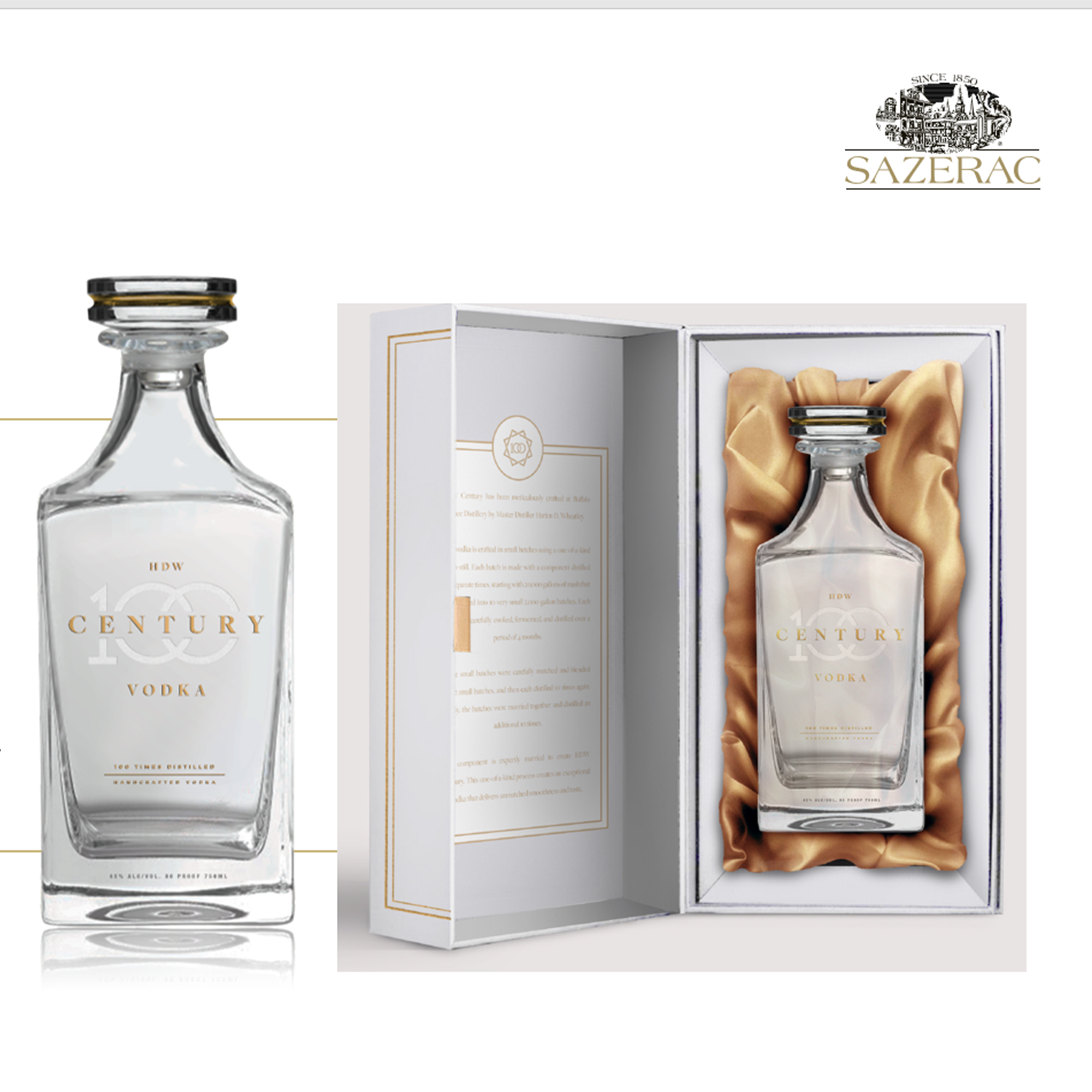 HDW Century Vodka by Buffalo Trace presented in elegant packaging, perfect for gifting or home-bar collection.