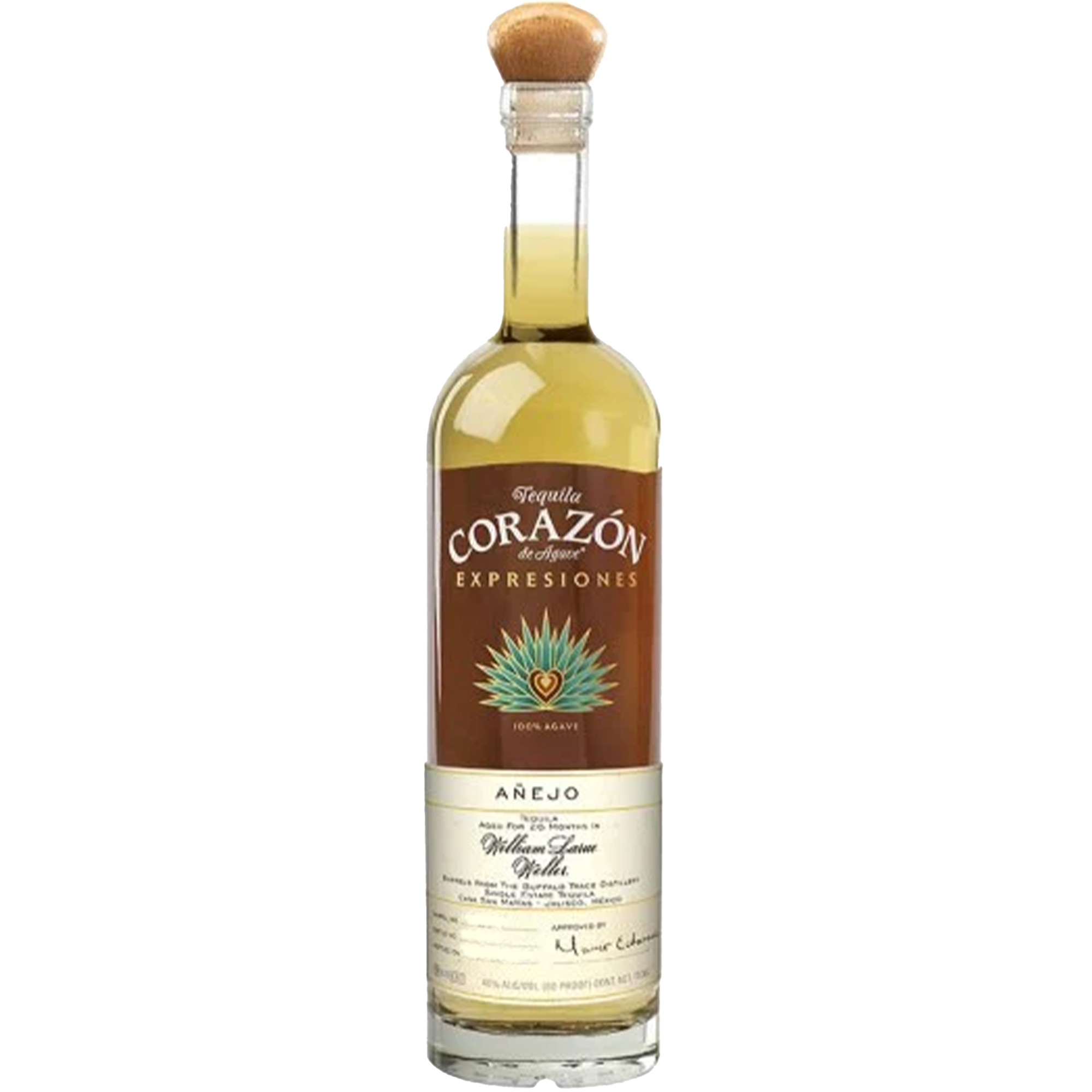 Corazon Expressiones William Larue Weller Anejo Tequila bottle showcasing premium añejo tequila aged in French Oak.