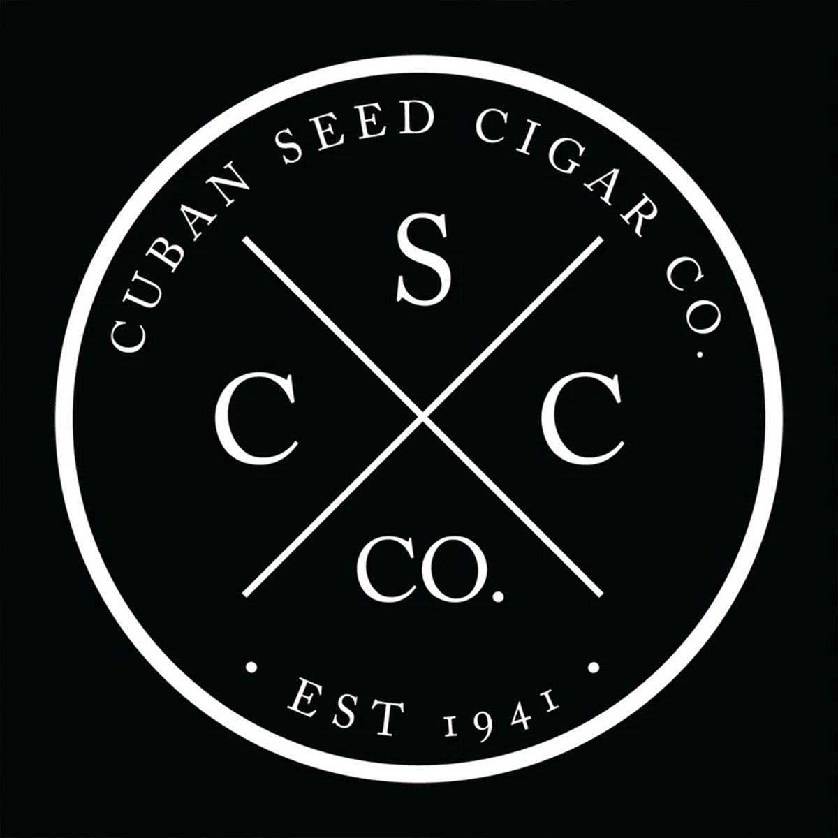 Logo of Cuban Seed Cigar Co, established in 1941, showcasing premium handmade cigars.
