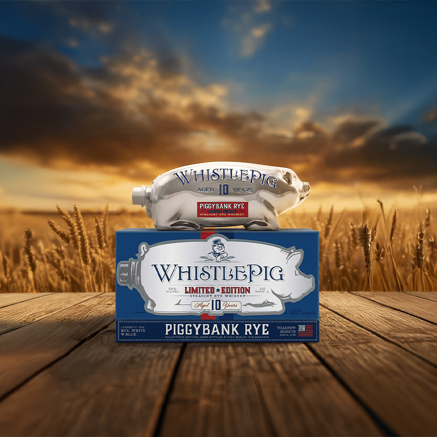 WhistlePig Rye White & Blue Piggybank 10 Year Whiskey