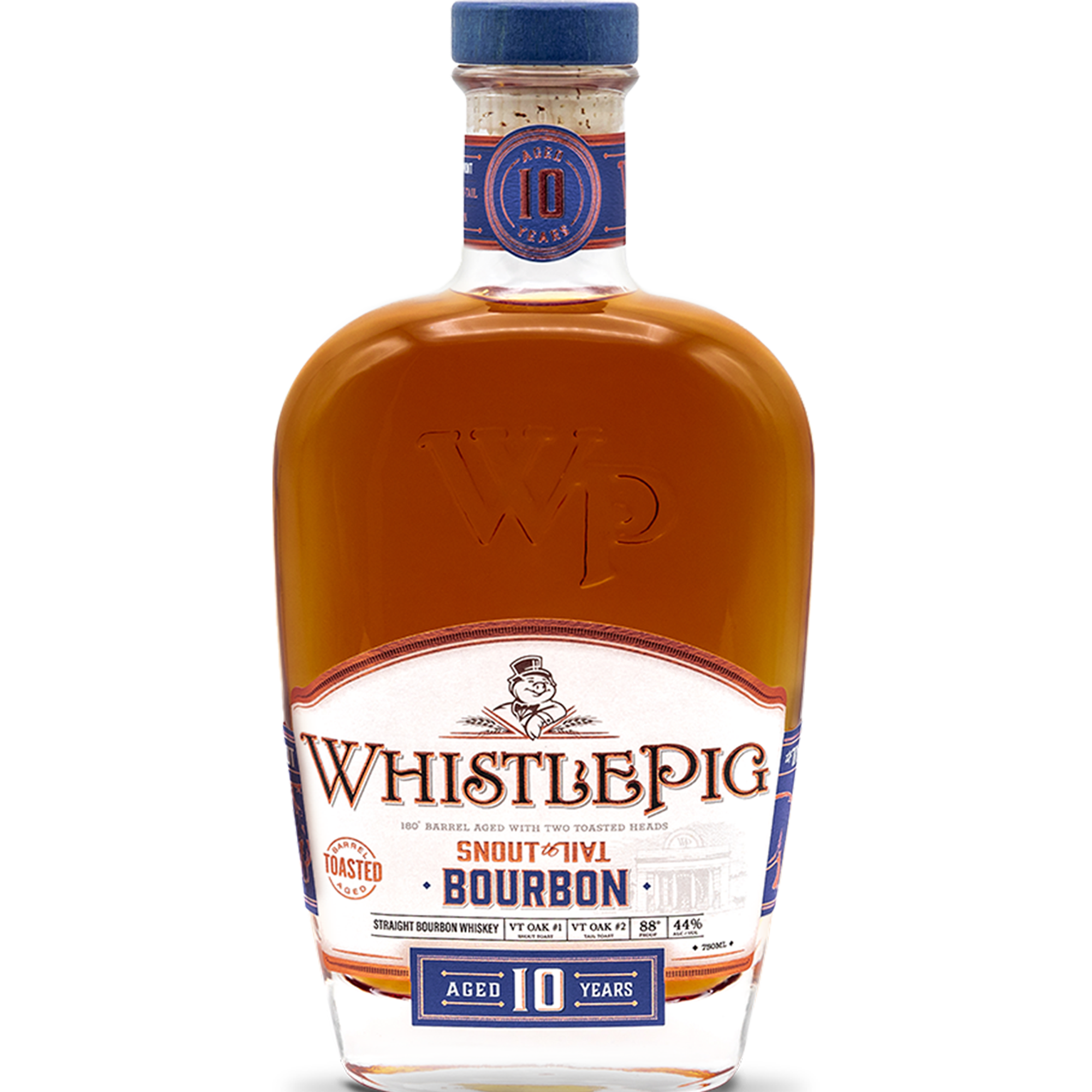 Whistlepig Snout to Tail 10 Year Bourbon bottle showcasing rich amber color and toasted barrel notes.