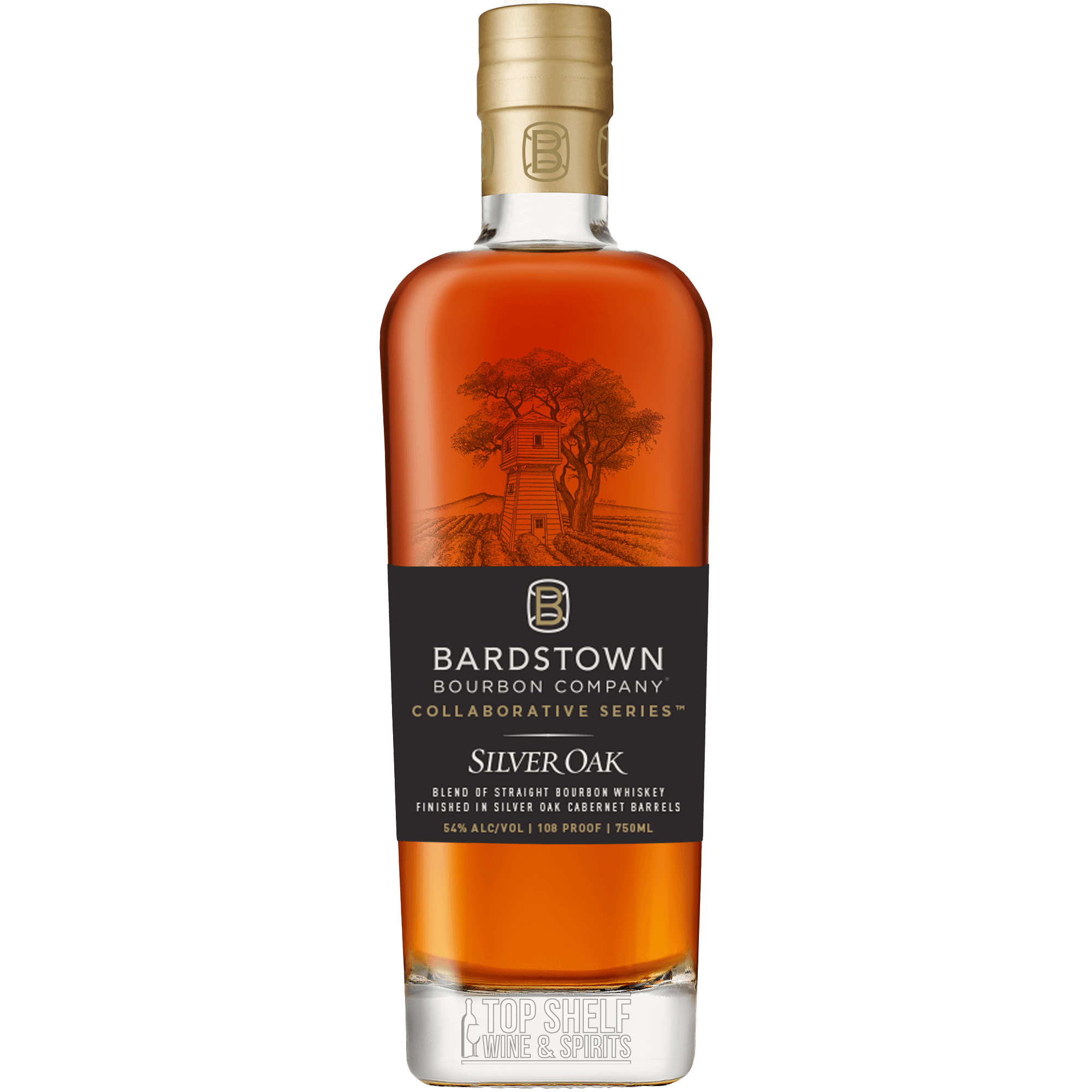 Bardstown x Silver Oak Collaborative Series Bourbon bottle featuring rich amber liquid and premium oak barrel design.