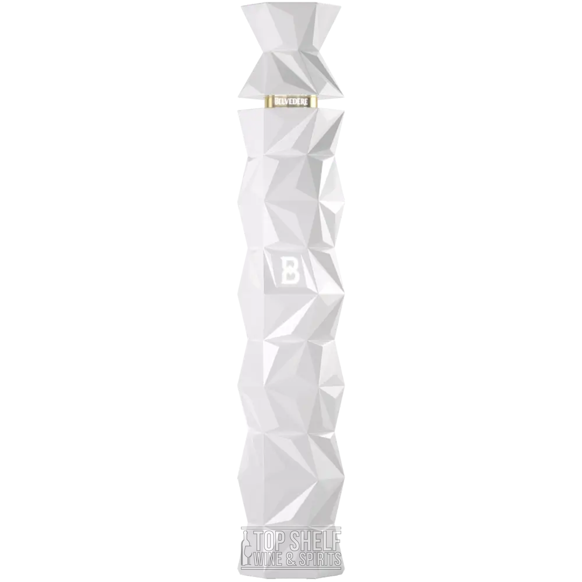 Belvedere 10 Luxury Vodka bottle, showcasing a unique geometric design, representing premium craftsmanship.