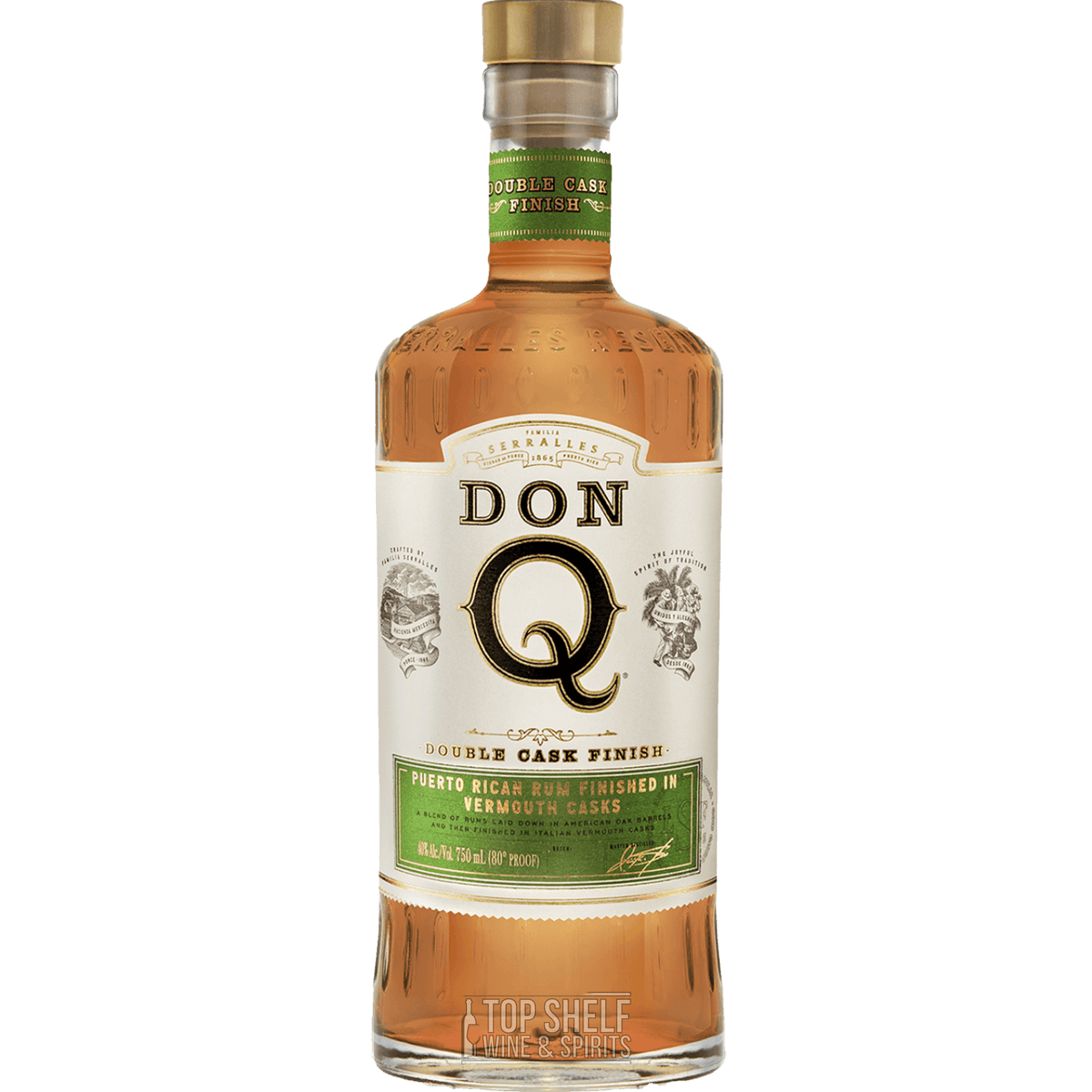 Don Q Double Aged Vermouth Cask Finish rum bottle, showcasing its unique blend and rich color.
