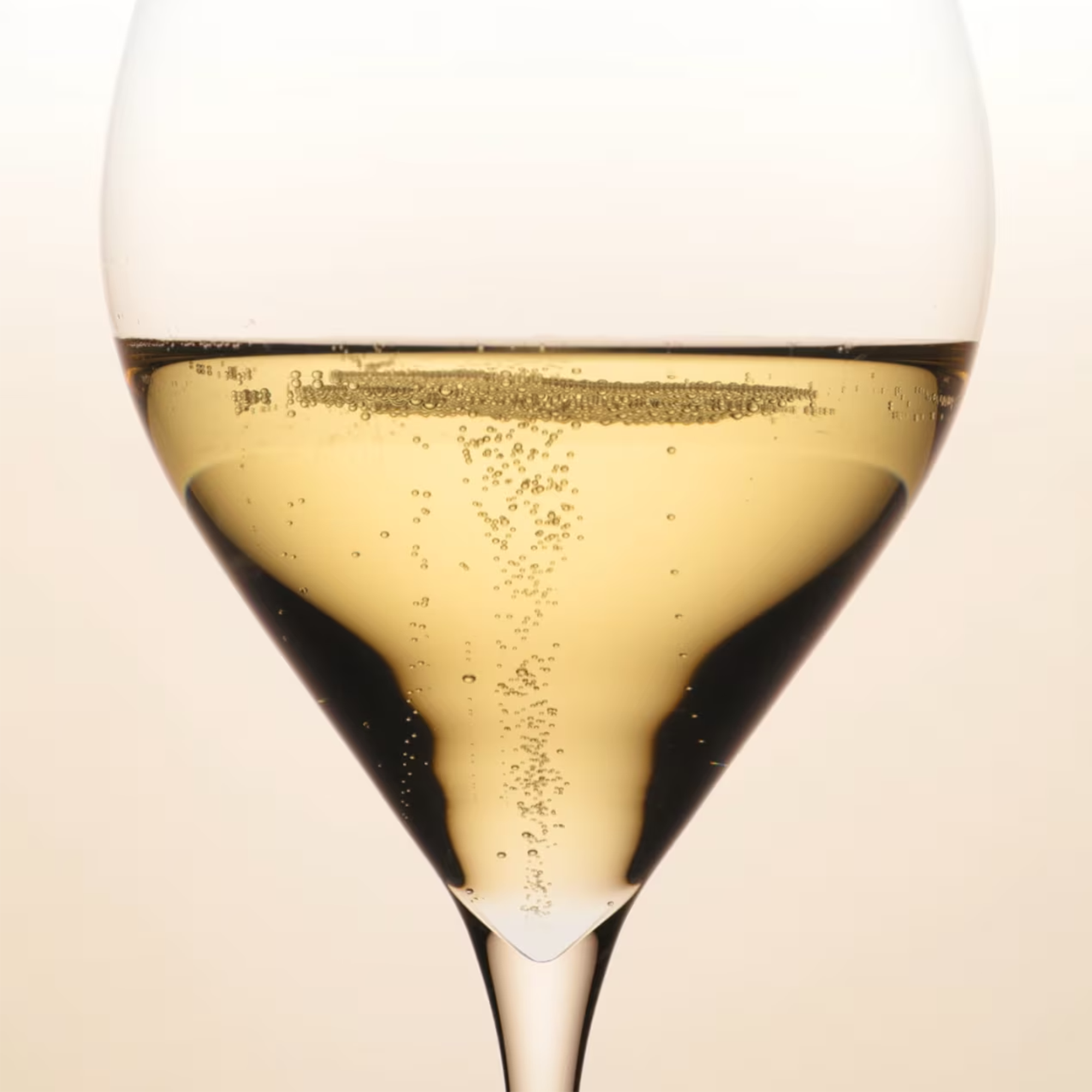 Close-up of a glass of sparkling champagne with bubbles, showcasing a perfect pour.