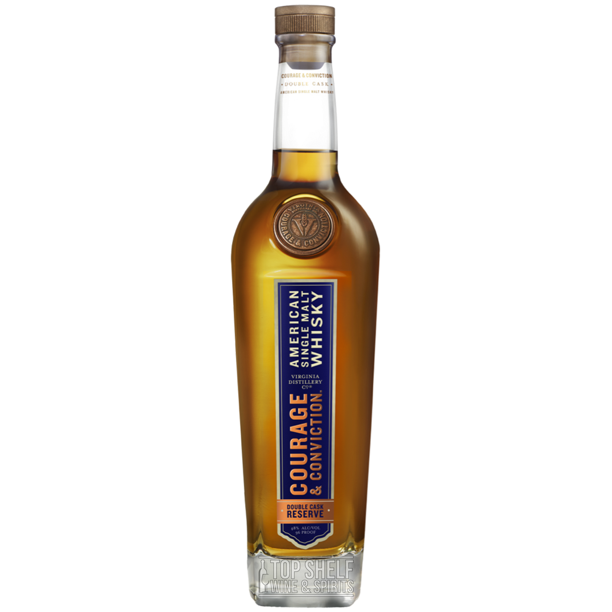 Virginia Distillery Co. Courage & Conviction Double Cask Reserve American single malt whisky bottle.