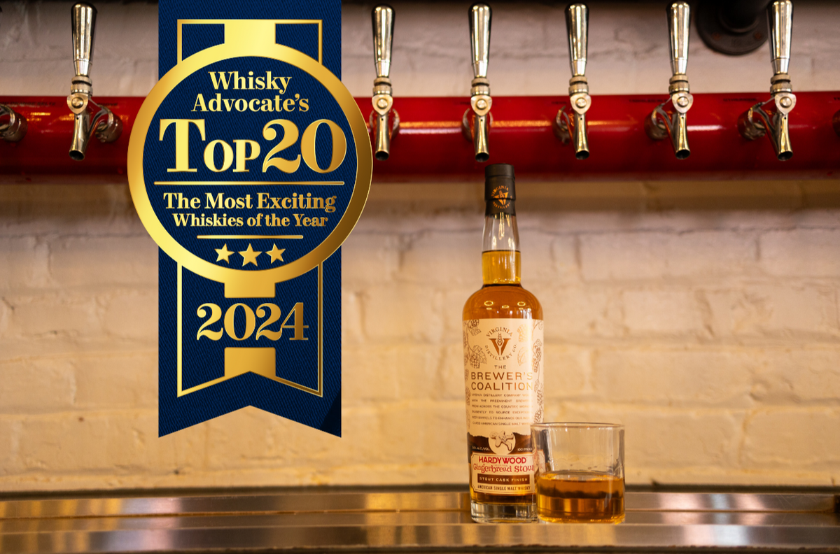 Virginia Distilling Hardywood Gingerbread Stout whiskey featured as top 20 exciting whiskies of 2024 by Whisky Advocate.