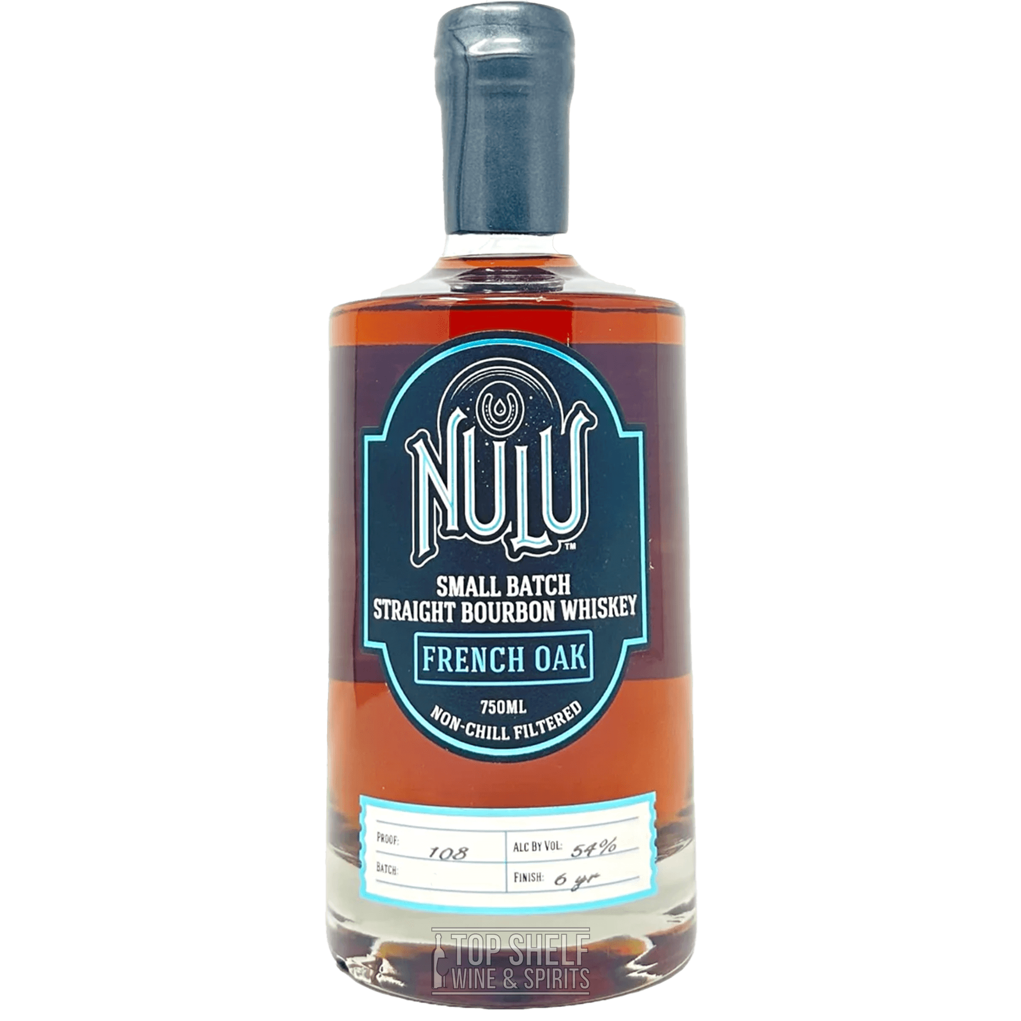 Nulu French Oak Small Batch Straight Bourbon whiskey bottle, 750ml, showcasing its premium quality and distinct flavor.