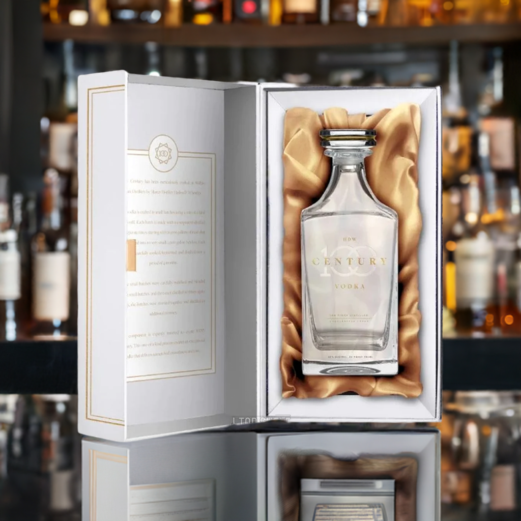 HDW Century Vodka by Buffalo Trace in elegant packaging, highlighting its ultra-premium quality and design.