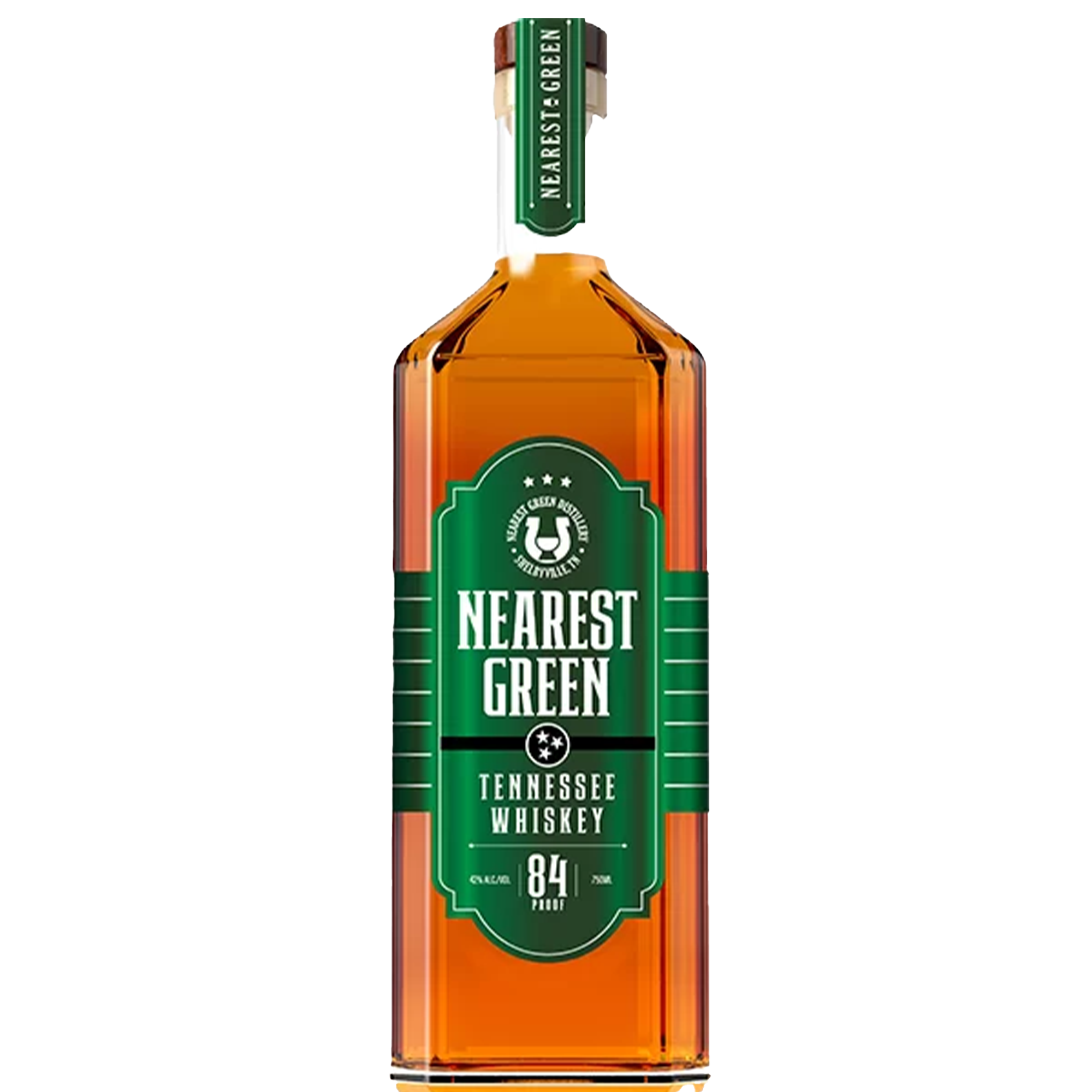 Uncle Nearest Green Tennessee Straight Bourbon bottle showcasing rich amber whiskey and iconic green label.