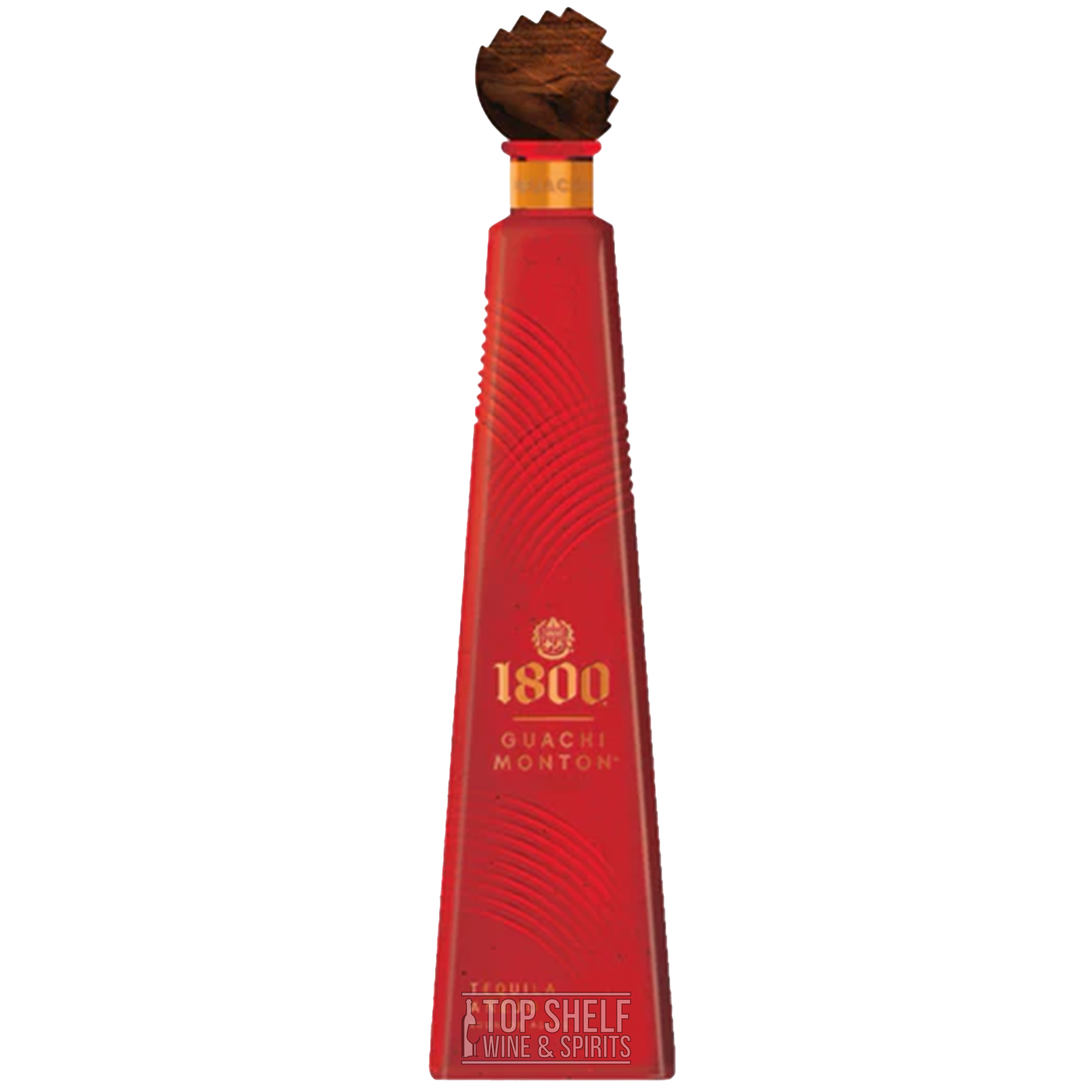 1800 Guachi Monton Añejo Tequila bottle showcasing its unique red ceramic design and vintage appeal.