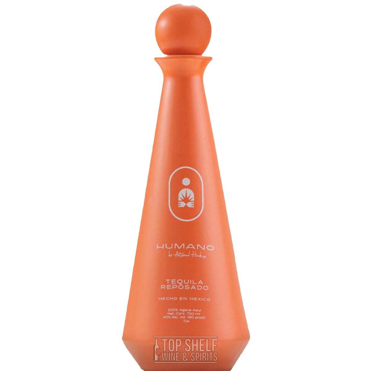 Humano Reposado Tequila bottle, handcrafted tradition, made in Mexico, pure tequila without additives.