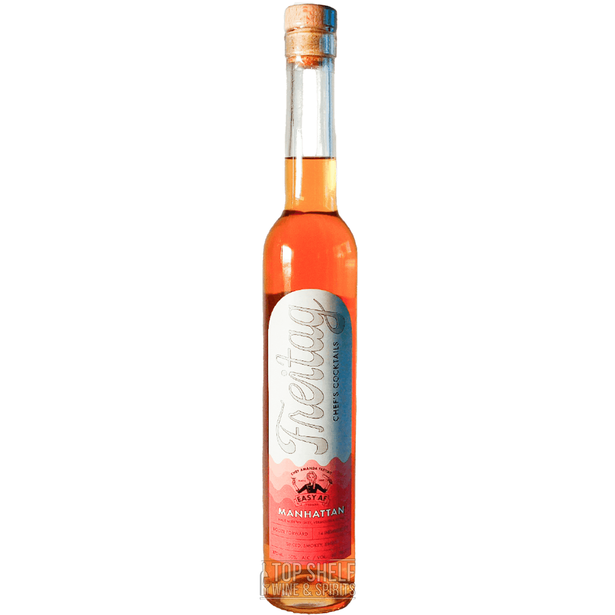 Freitag Manhattan cocktail 375ml bottle, a spiced whiskey-forward drink with complex smokey notes.