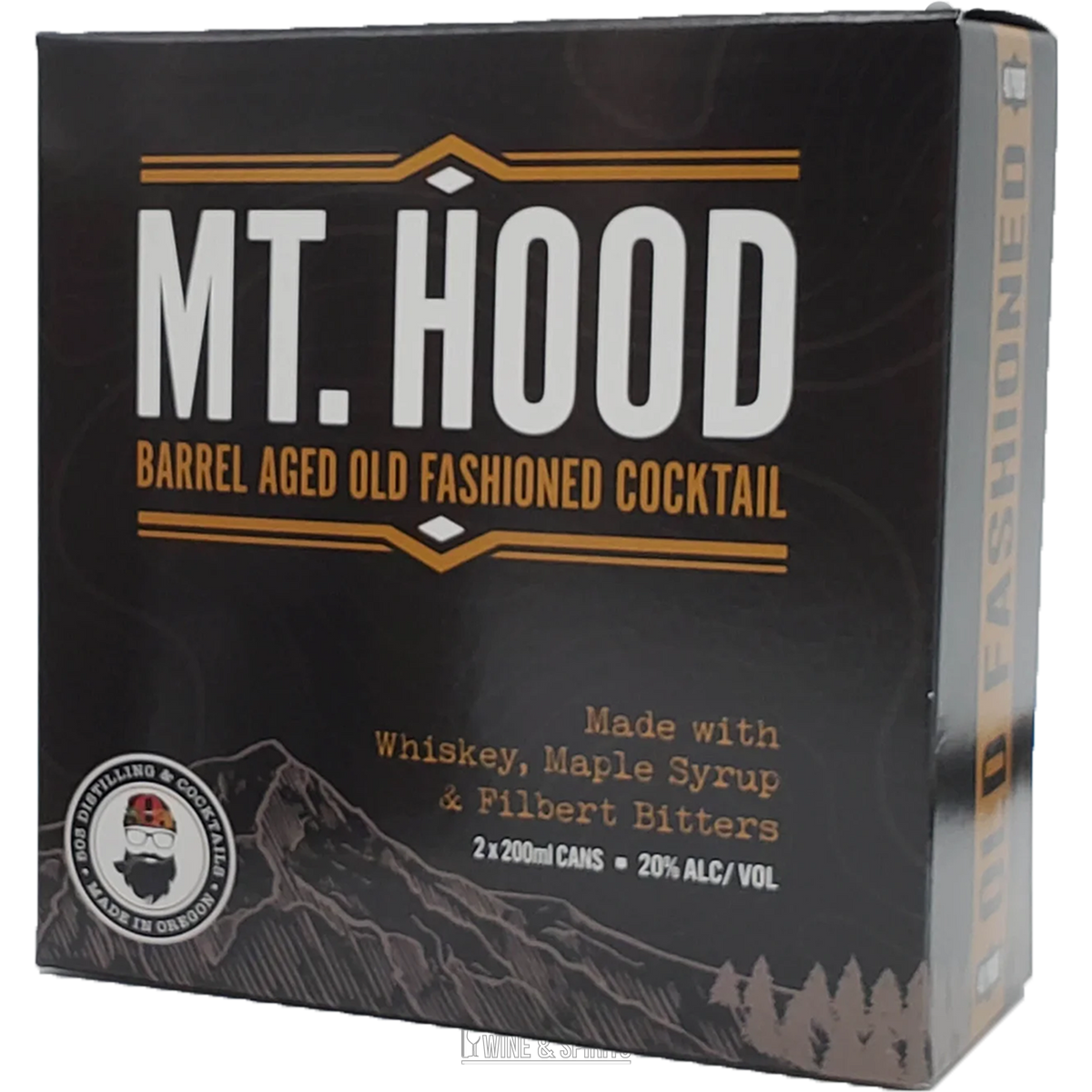 Mt. Hood Barrel Aged Old Fashioned Cocktail 2-pack, 200ml cans, made with whiskey, maple syrup, and bitters.