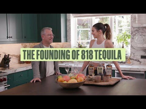 Kendall Jenner discusses the founding of 818 Tequila in a stylish kitchen setting.