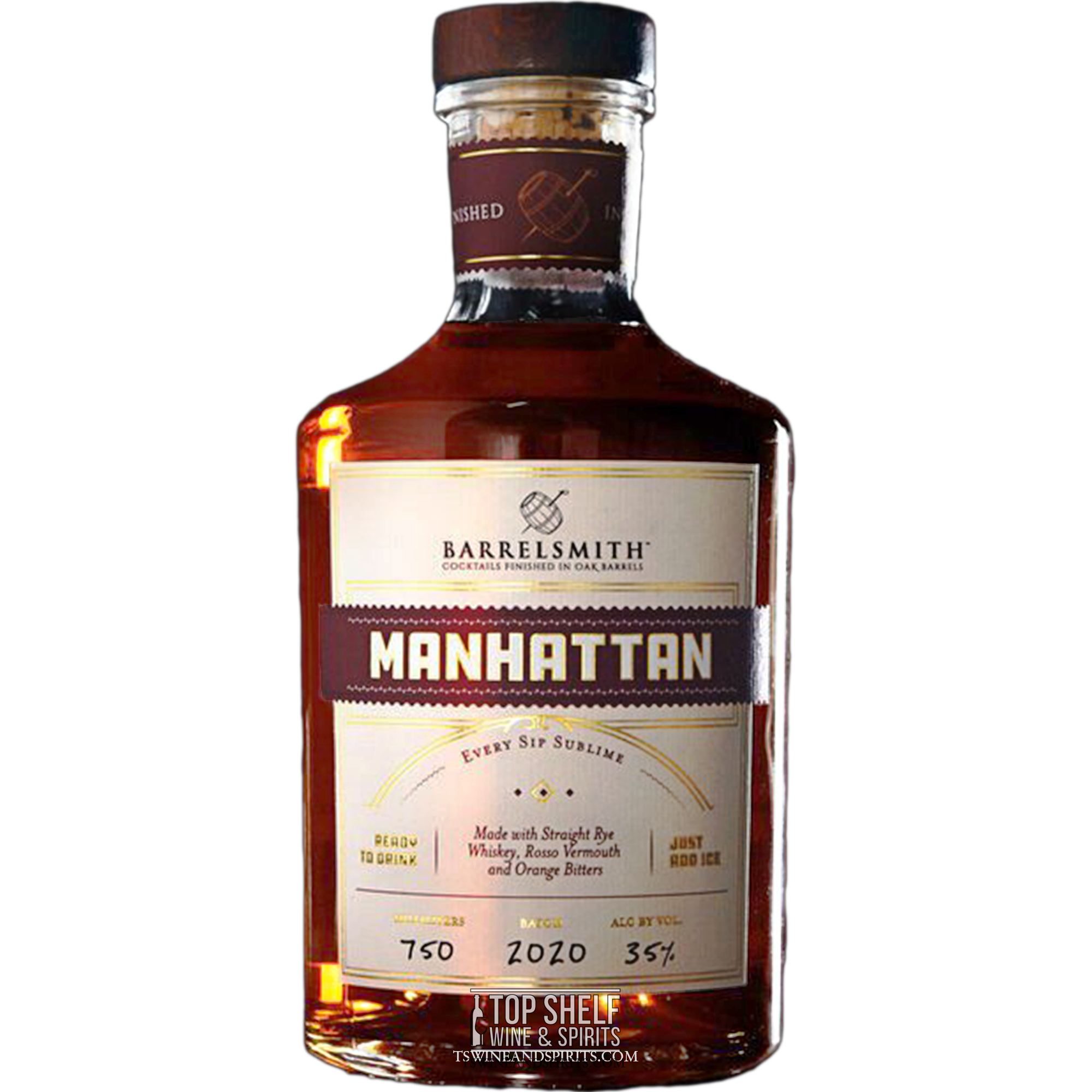 Barrelsmith Manhattan Cocktail 100ml bottle featuring Straight Rye Whiskey and Rosso Vermouth.