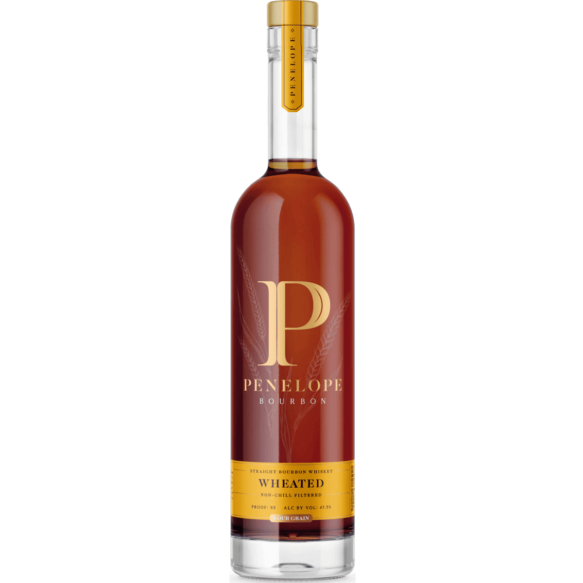 Penelope Wheated Bourbon bottle showcasing rich amber color and elegant design, perfect for bourbon enthusiasts.