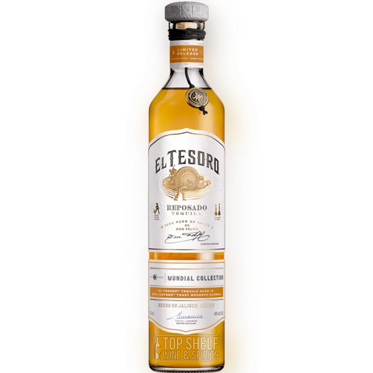 El Tesoro Mundial Collection Reposado Tequila bottle, showcasing its elegant design and craftsmanship.