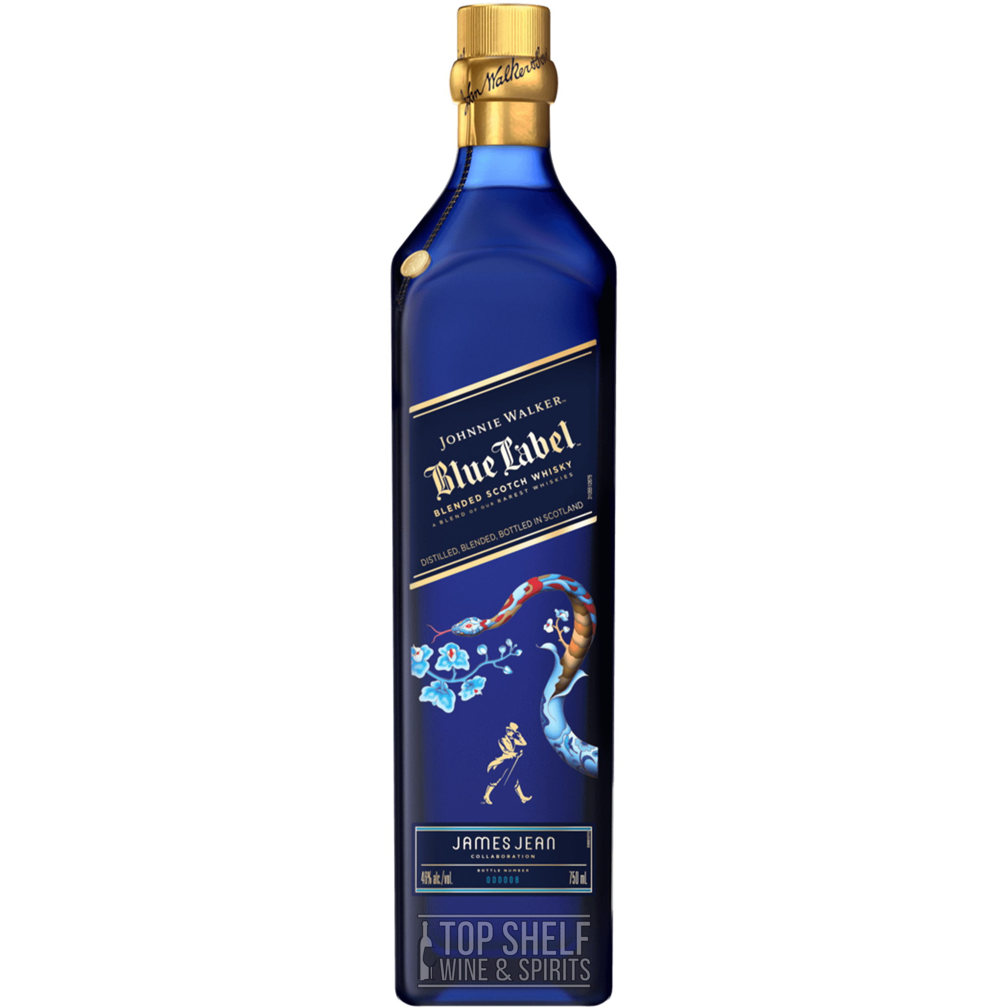Johnnie Walker Blue Label Year of the Snake limited edition Scotch bottle by James Jean, celebrating Lunar New Year.